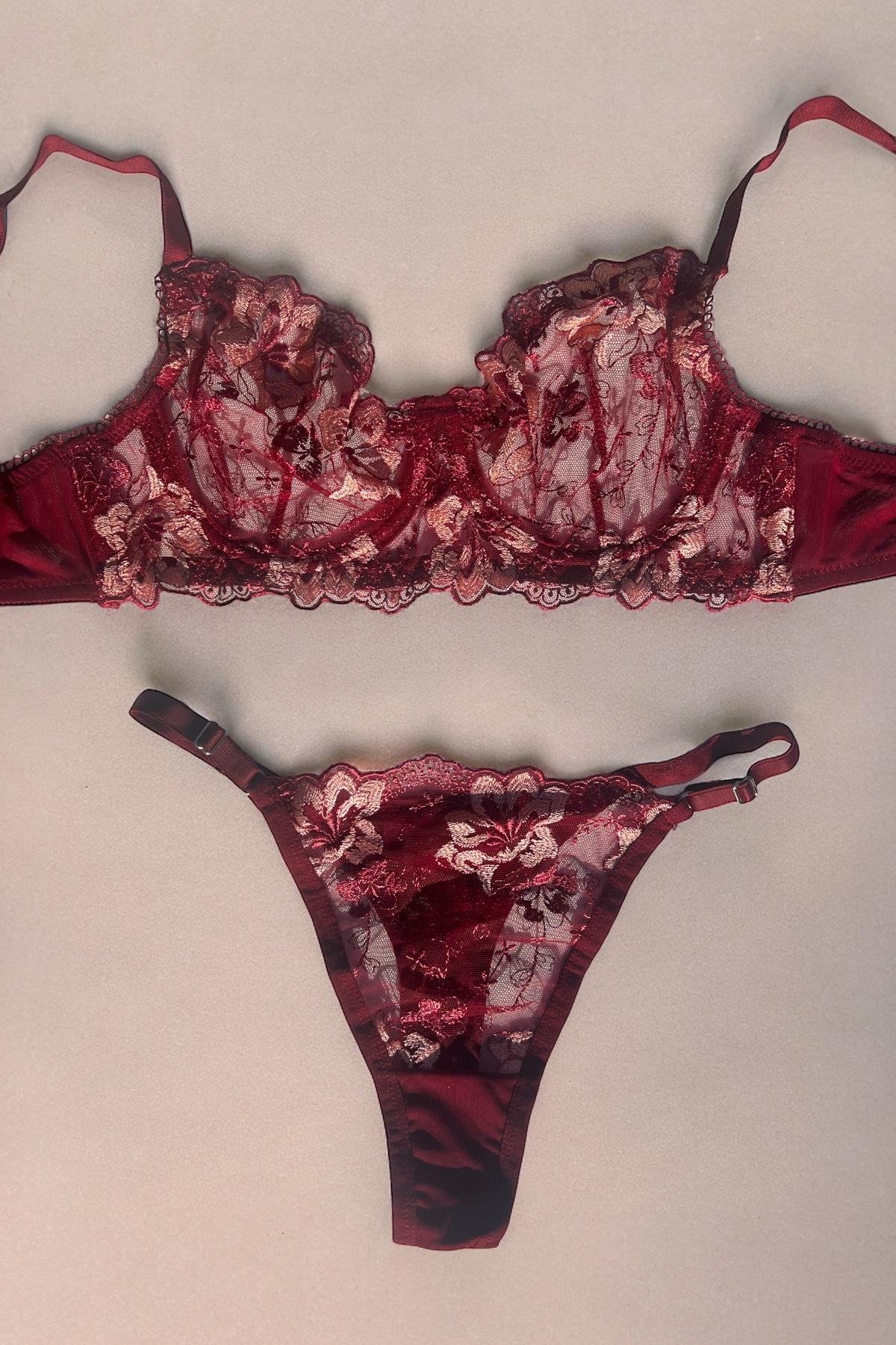 Bordo Bralet Takım