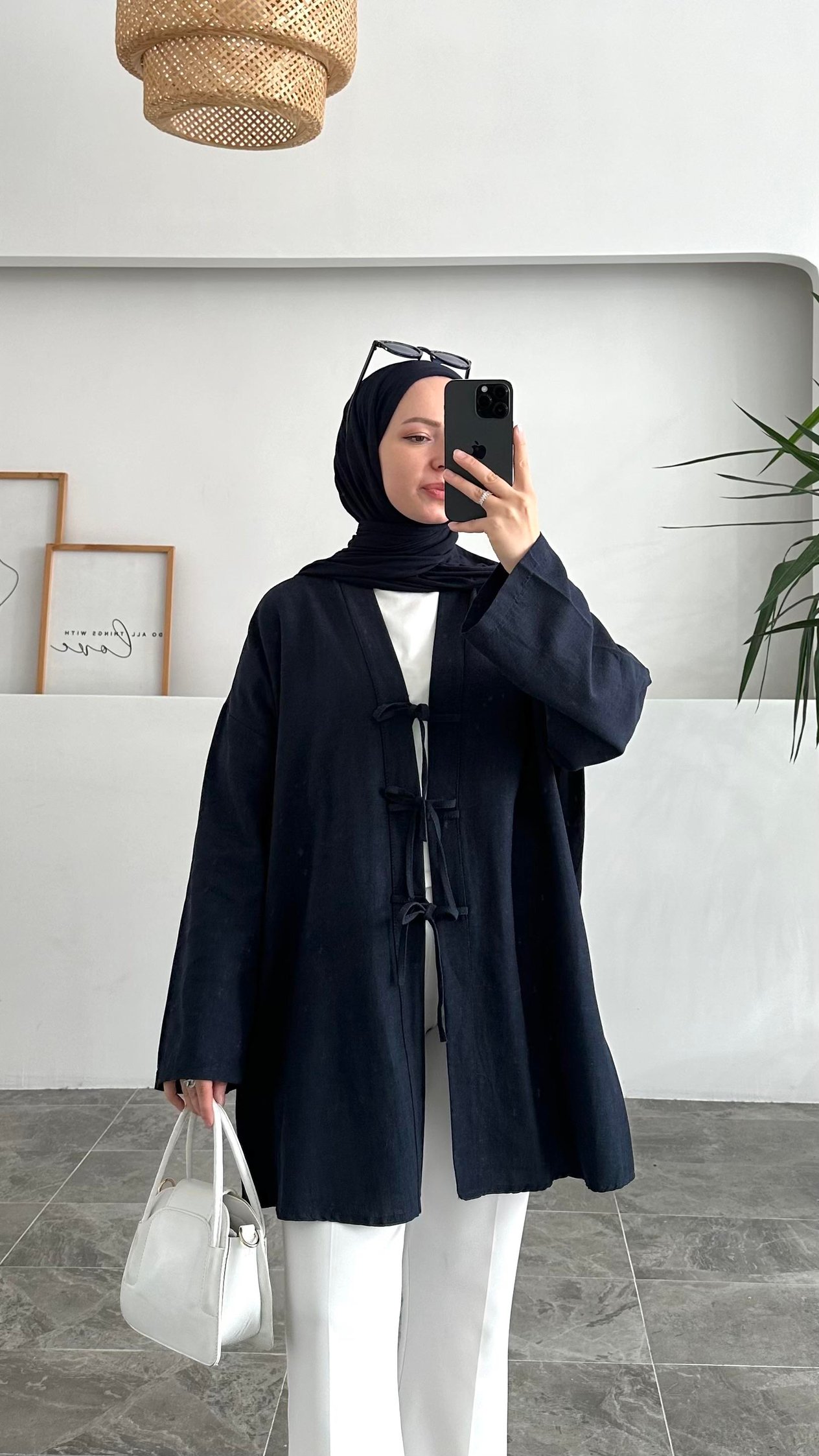 Abasi Üç Bağlamalı Pinterest Lacivert Kimono