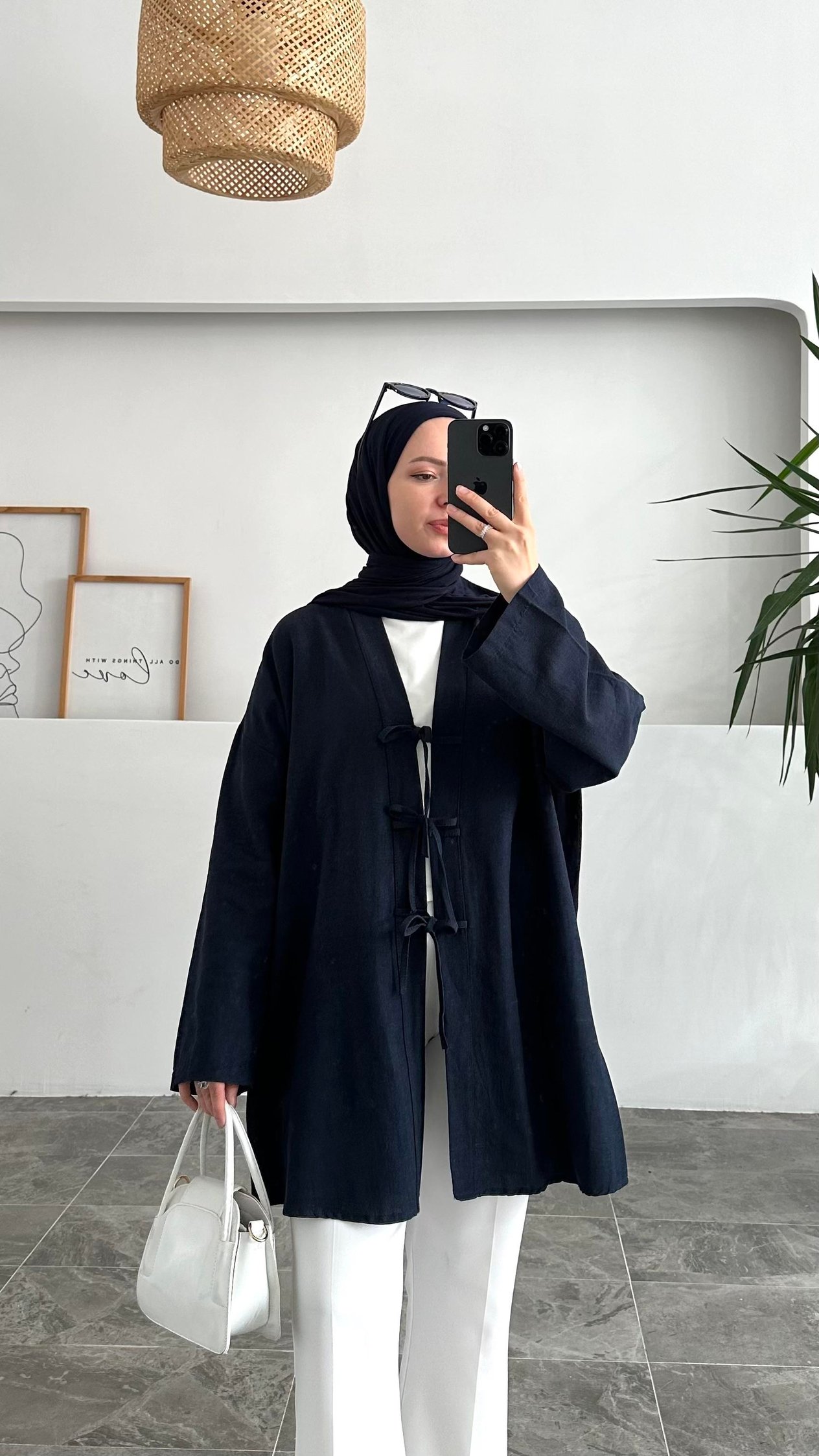 Abasi Üç Bağlamalı Pinterest Lacivert Kimono