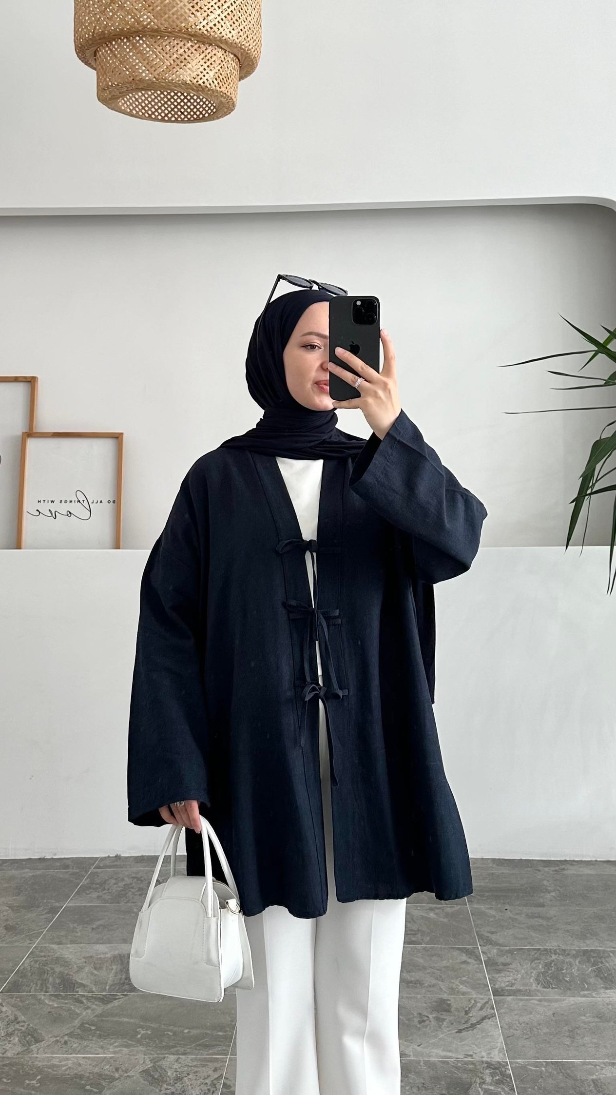 Abasi Üç Bağlamalı Pinterest Lacivert Kimono