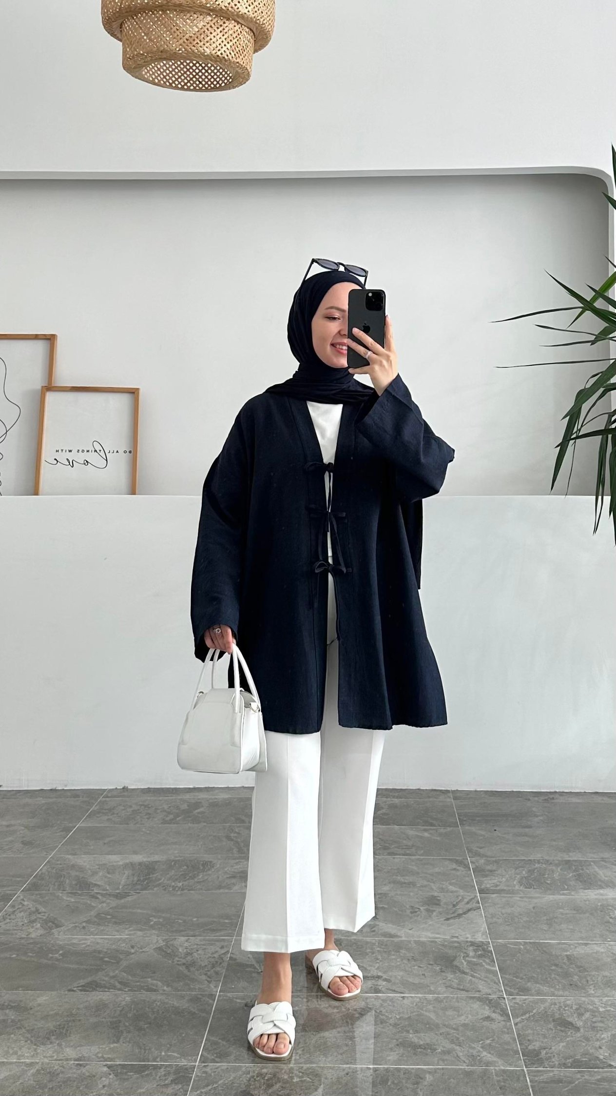 Abasi Üç Bağlamalı Pinterest Lacivert Kimono