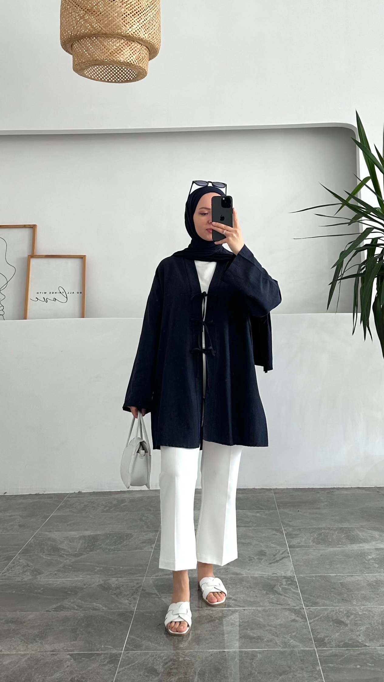Abasi Üç Bağlamalı Pinterest Lacivert Kimono