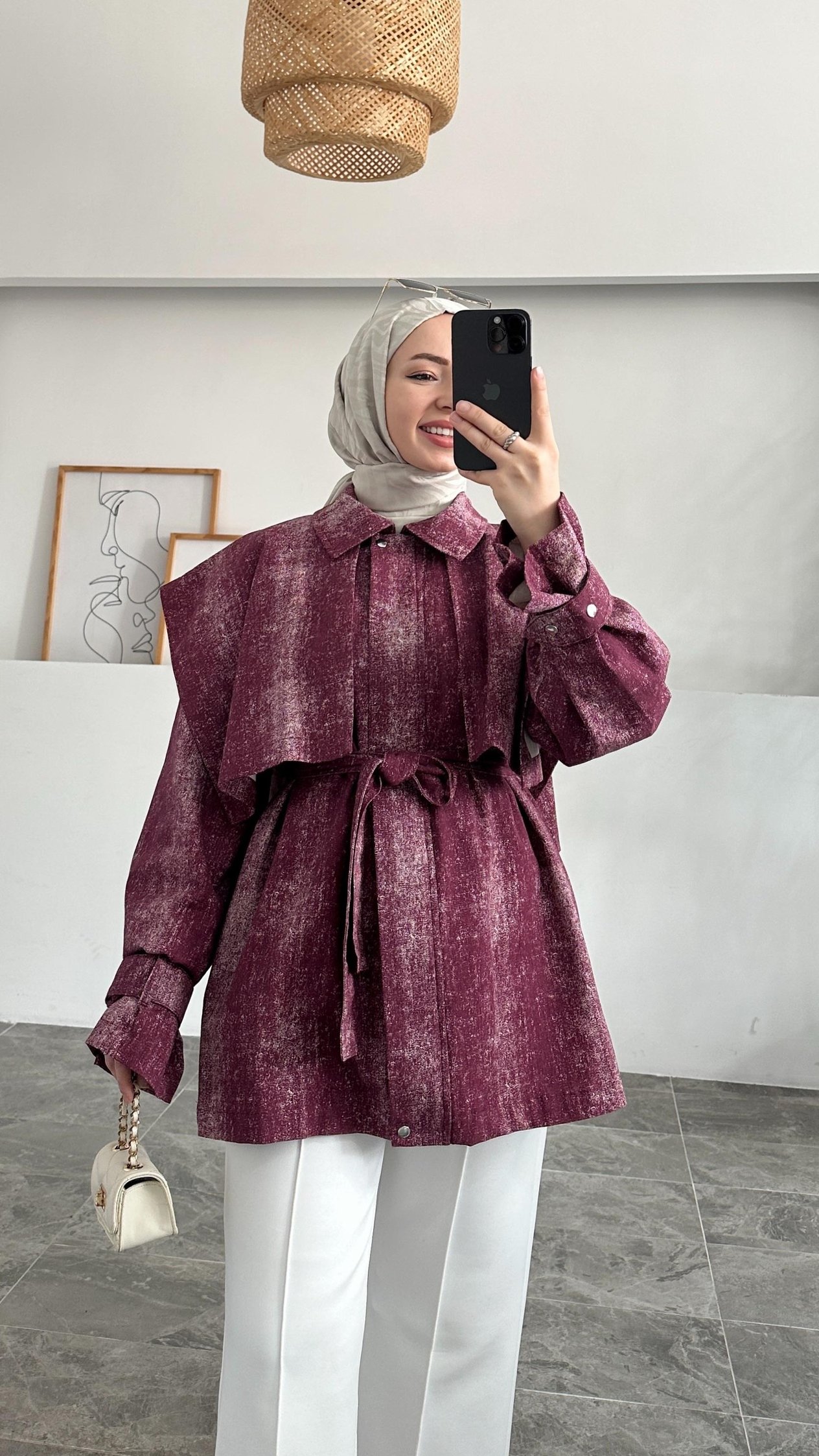 Almedes Yakalı Kot Bordo Gabardin Ceket