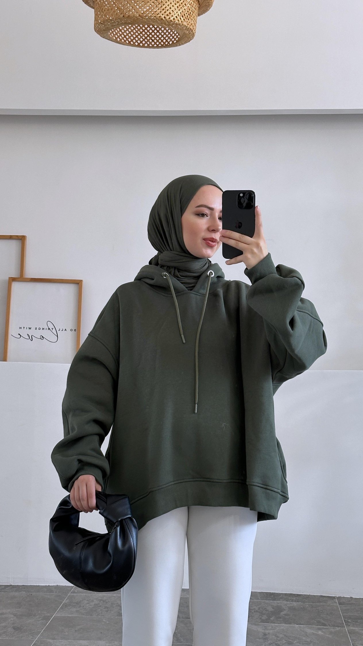 Alvia Kapşonlu Yeşil Sweatshirt