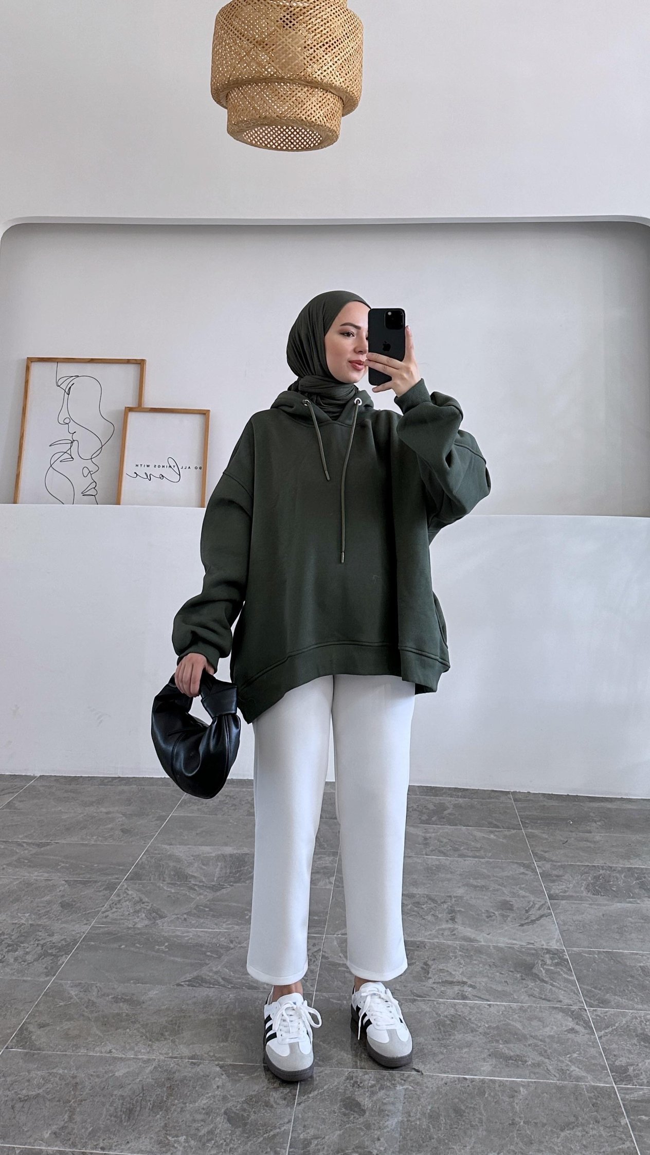 Alvia Kapşonlu Yeşil Sweatshirt