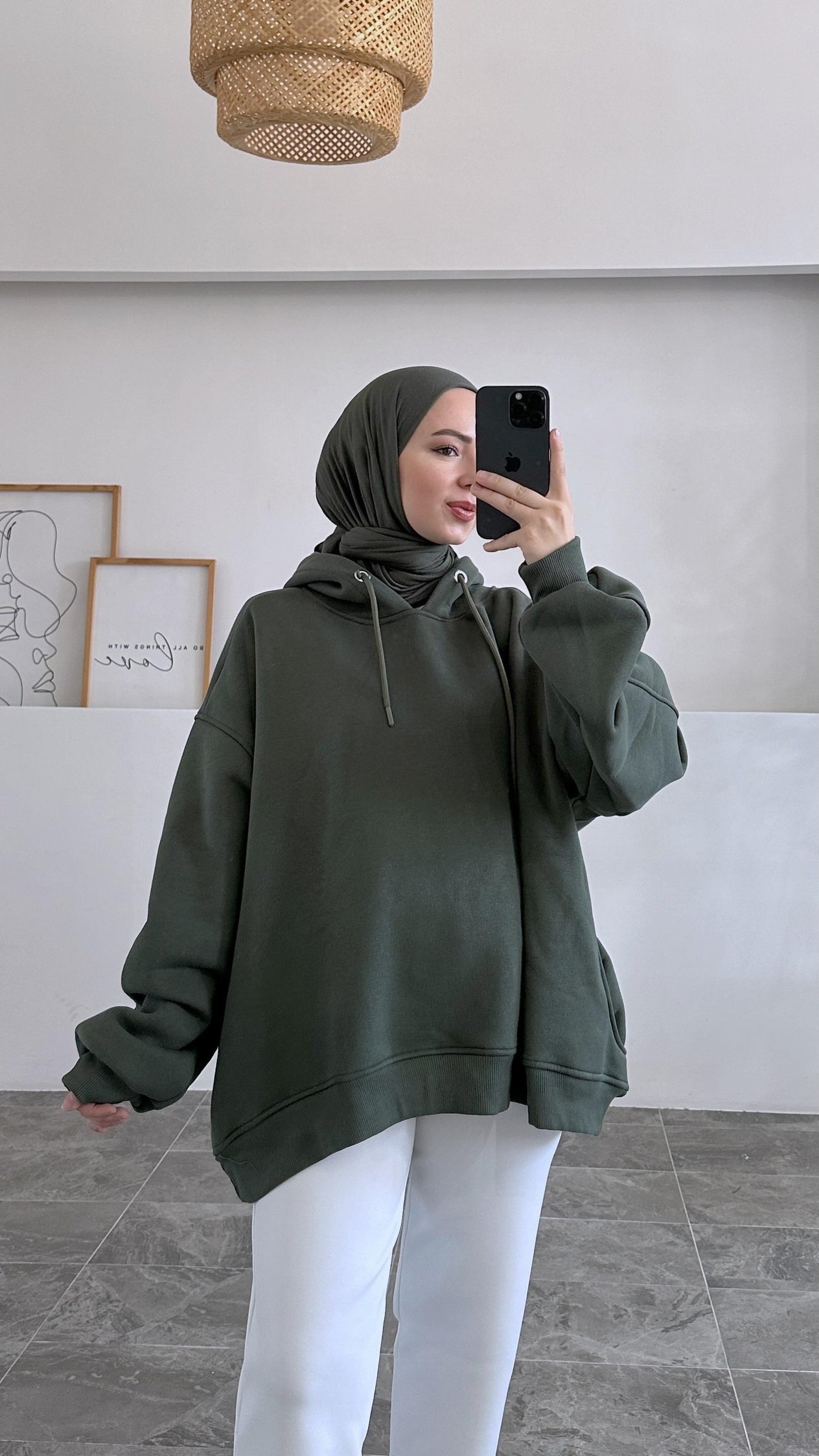 Alvia Kapşonlu Yeşil Sweatshirt