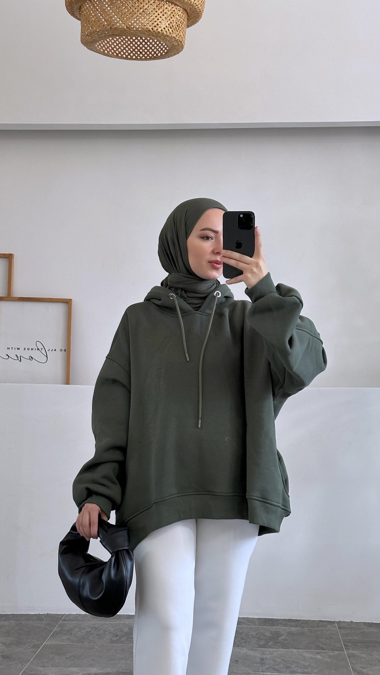Alvia Kapşonlu Yeşil Sweatshirt