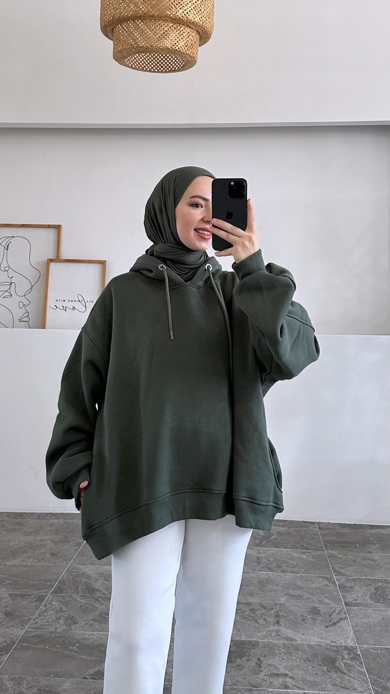 Alvia Kapşonlu Yeşil Sweatshirt