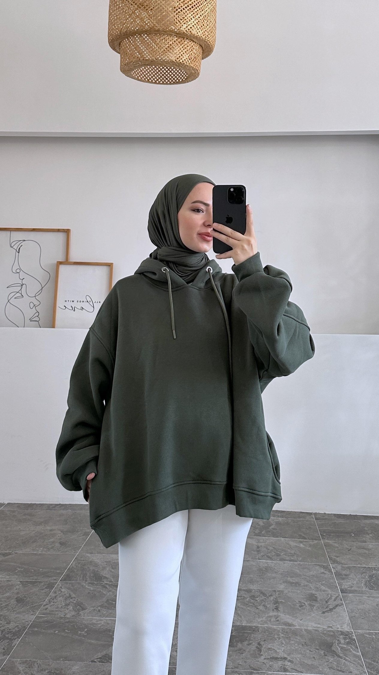 Alvia Kapşonlu Yeşil Sweatshirt