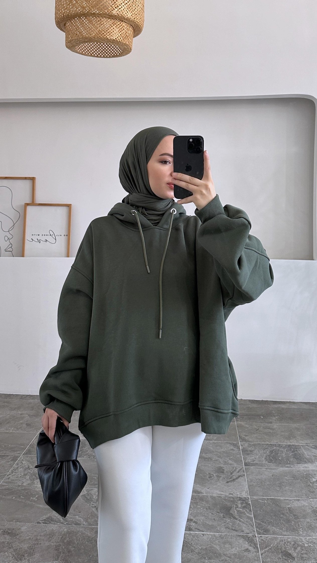 Alvia Kapşonlu Yeşil Sweatshirt