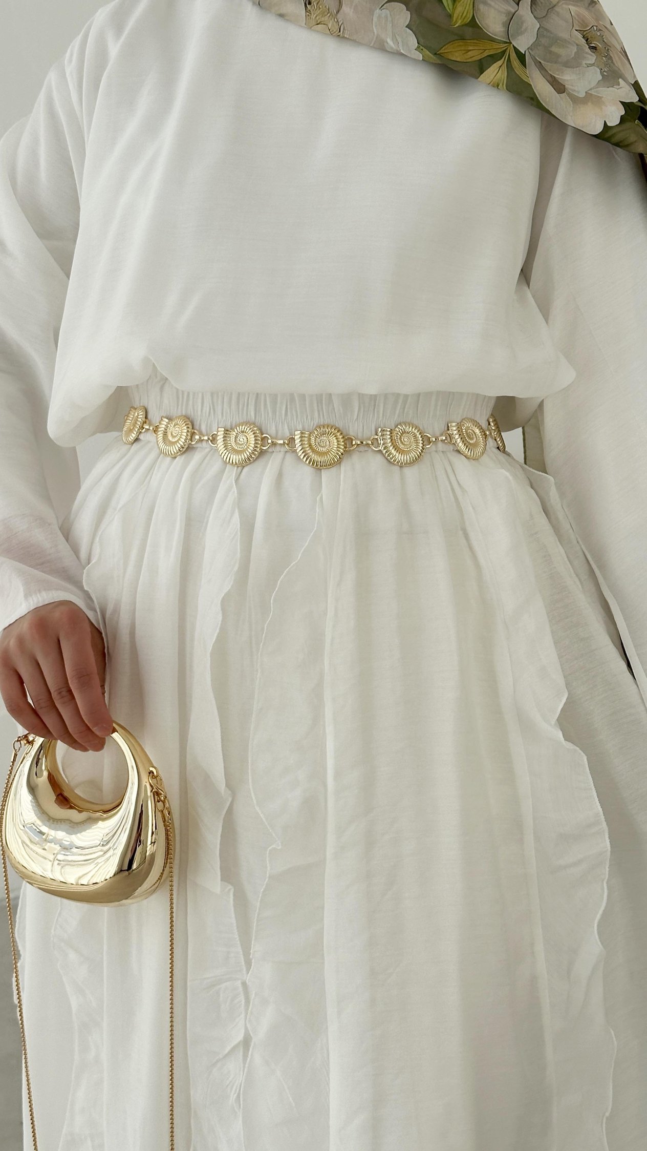 Lila Salyangoz Gold Zincir Kemer