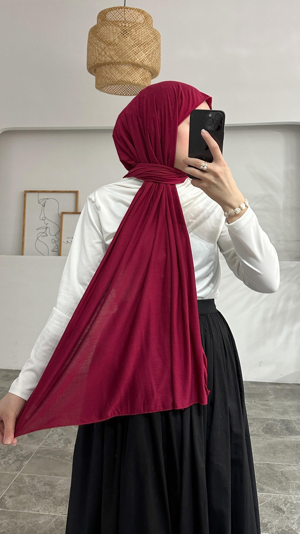 Perla Kırmızı Penye Şal
