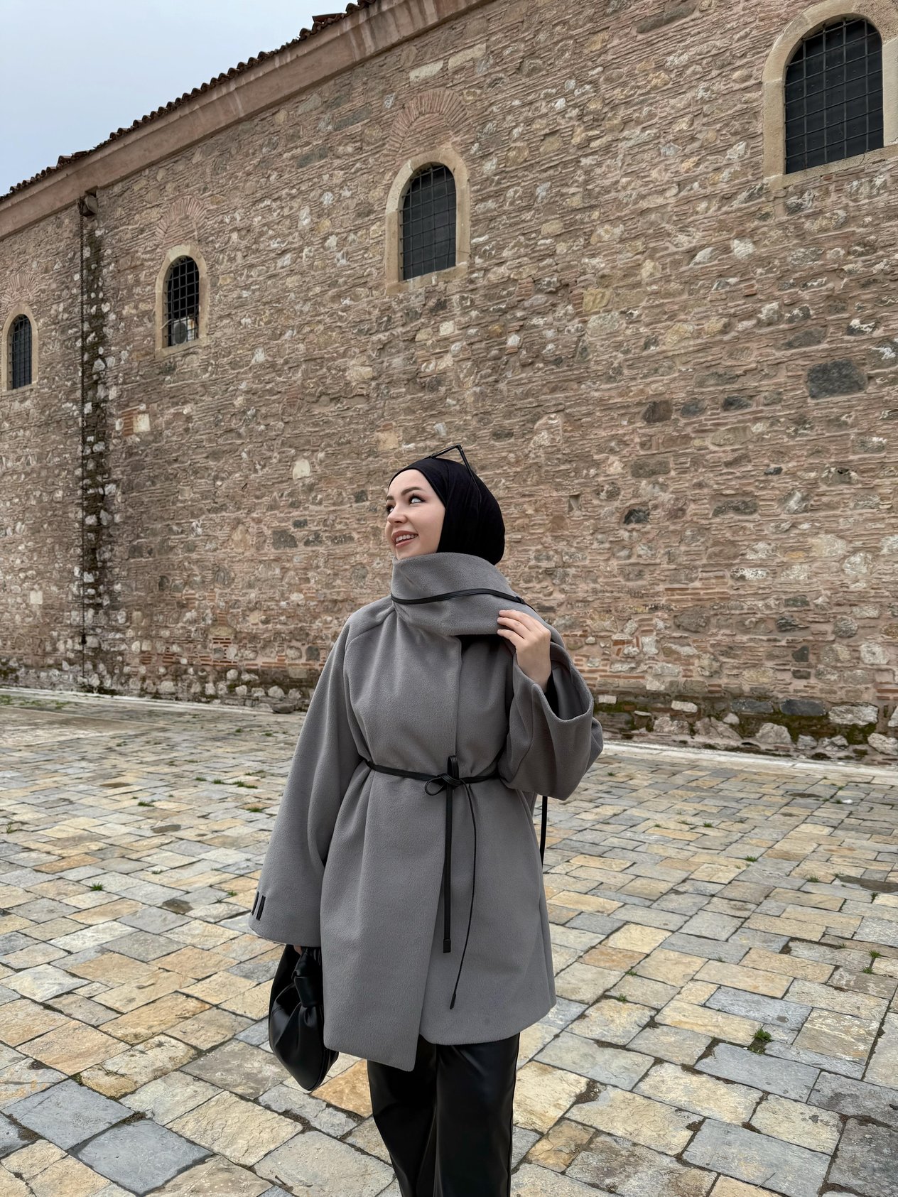 Sagne Atkılı Premıum Gri Kaban
