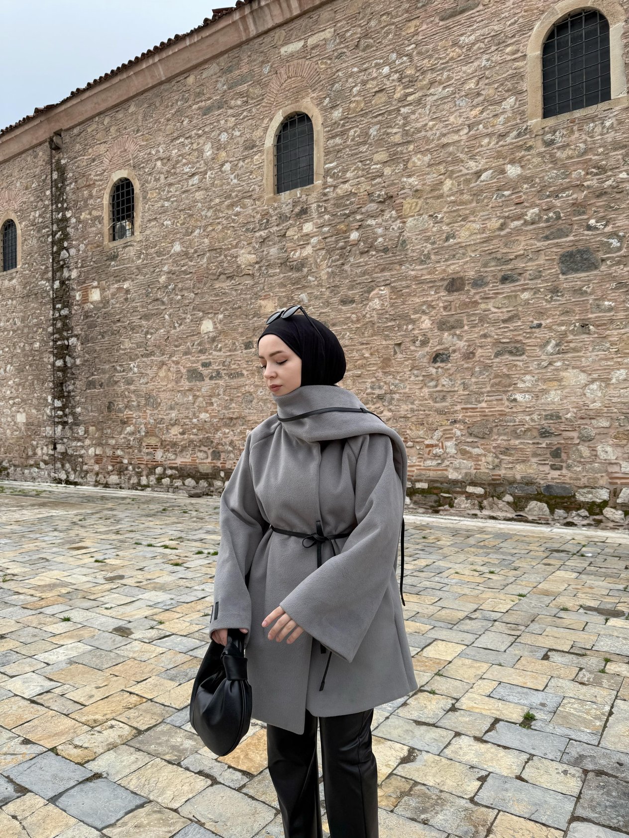Sagne Atkılı Premıum Gri Kaban