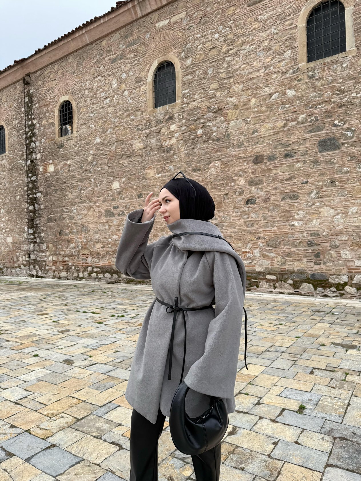 Sagne Atkılı Premıum Gri Kaban