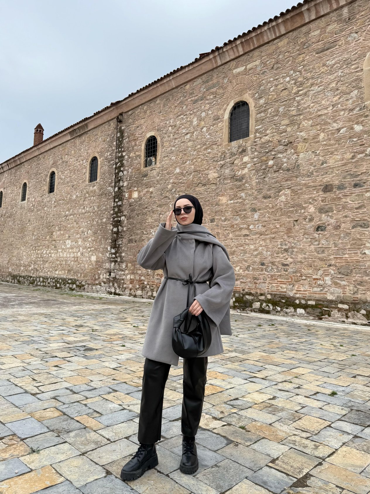Sagne Atkılı Premıum Gri Kaban