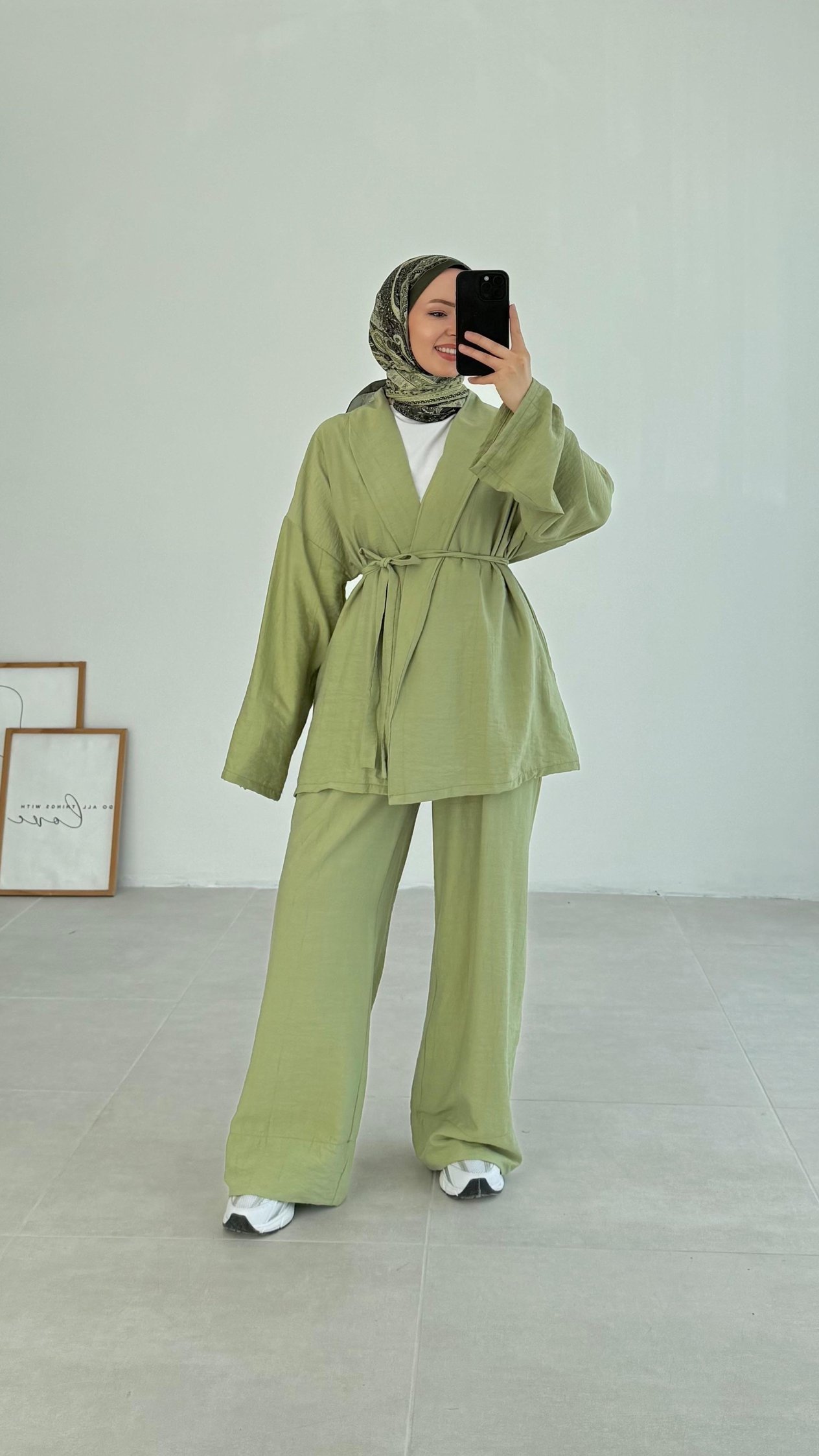 Sahra Rahat Kimono Yeşil Takım