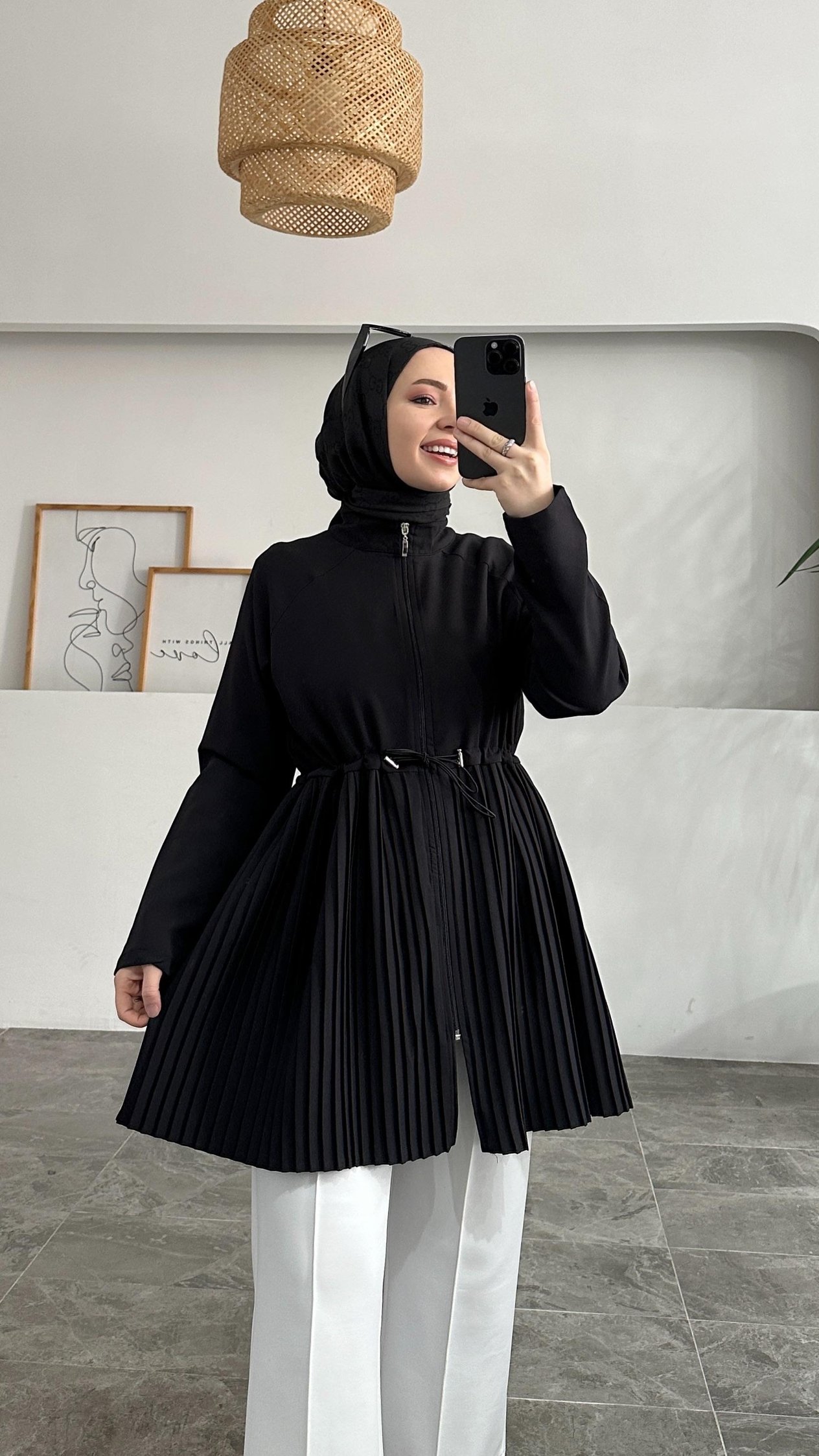 Senny Belden Piliseli Premium Siyah Ceket