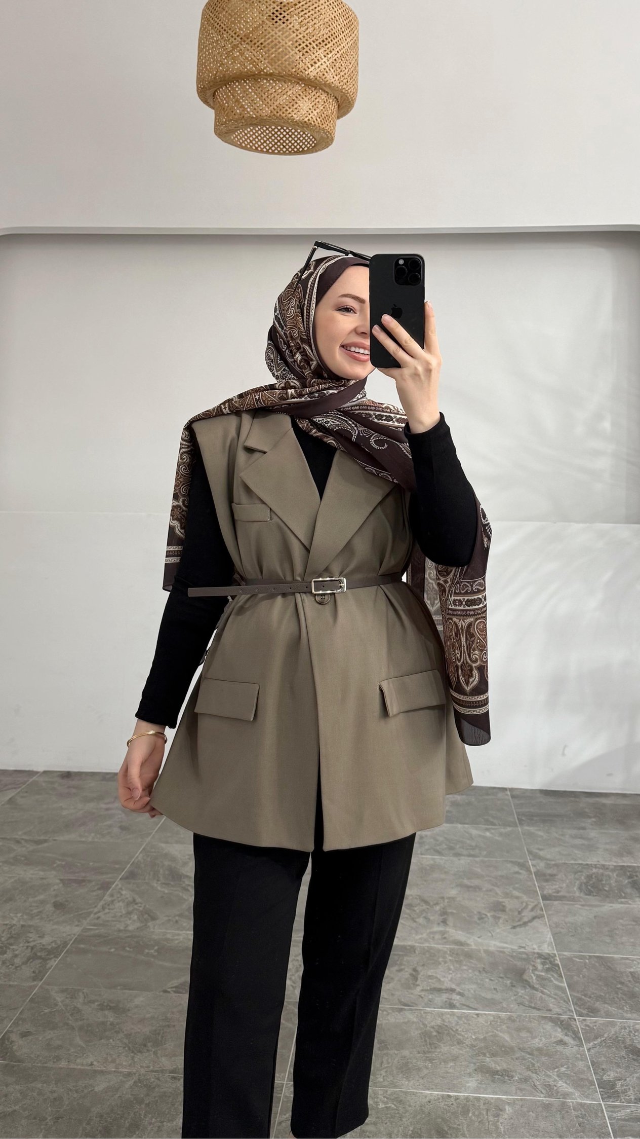 Tegga Pinterest Kemerli Blazer Vizon Yelek
