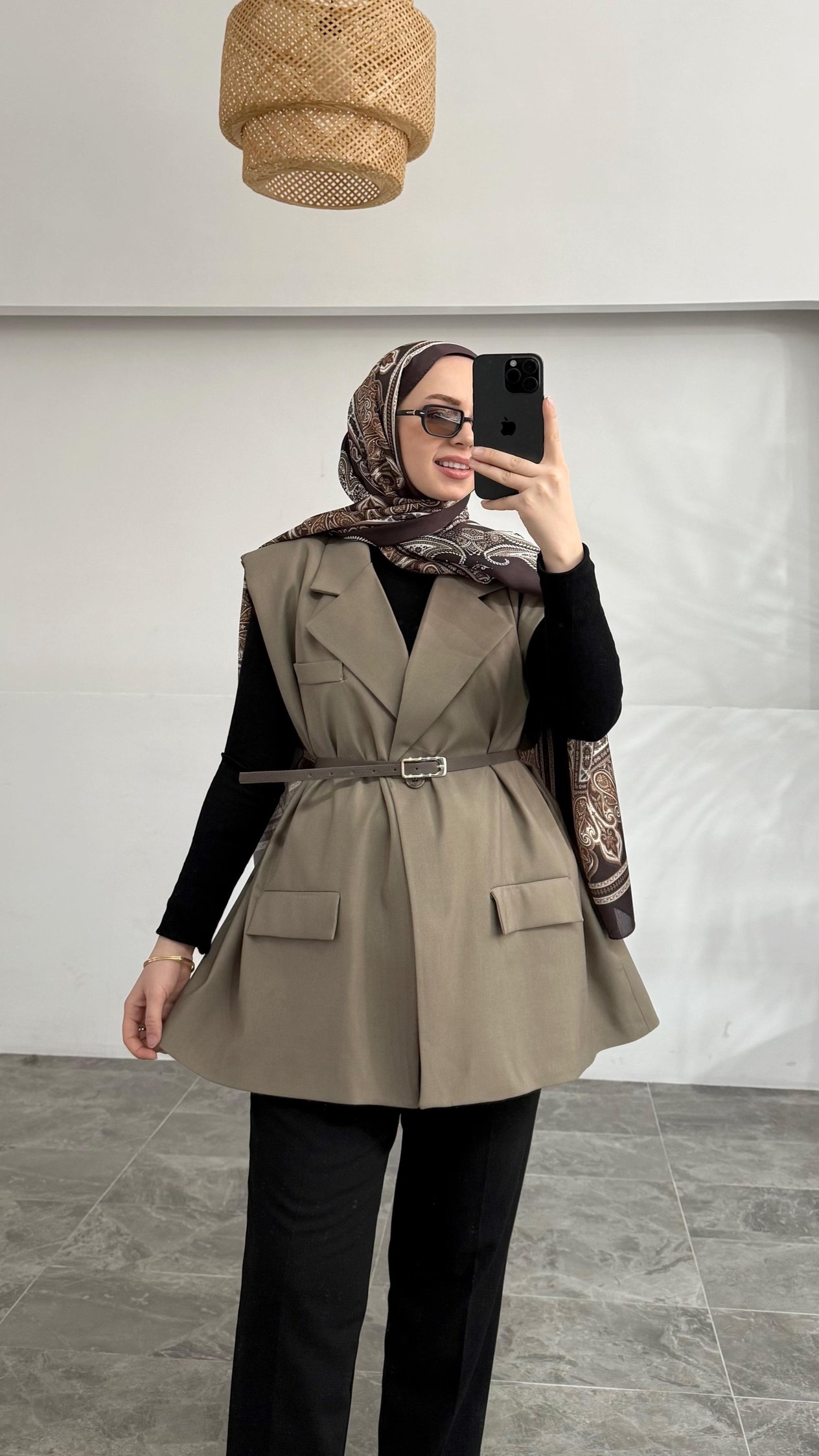 Tegga Pinterest Kemerli Blazer Vizon Yelek