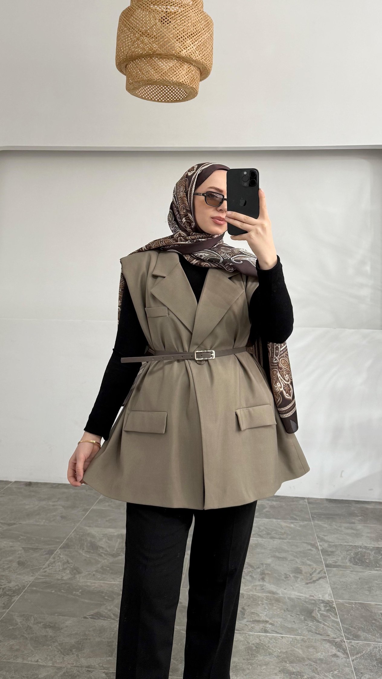 Tegga Pinterest Kemerli Blazer Vizon Yelek