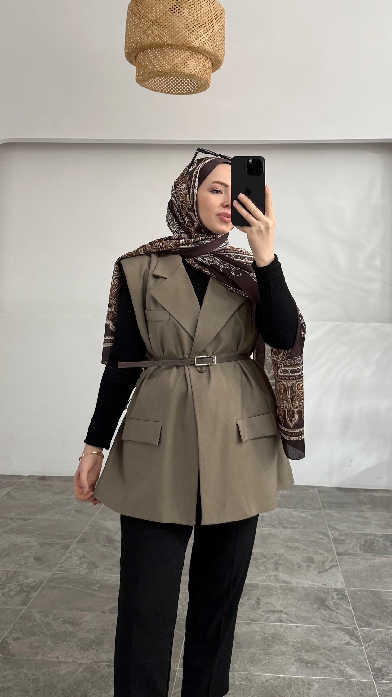 Tegga Pinterest Kemerli Blazer Vizon Yelek