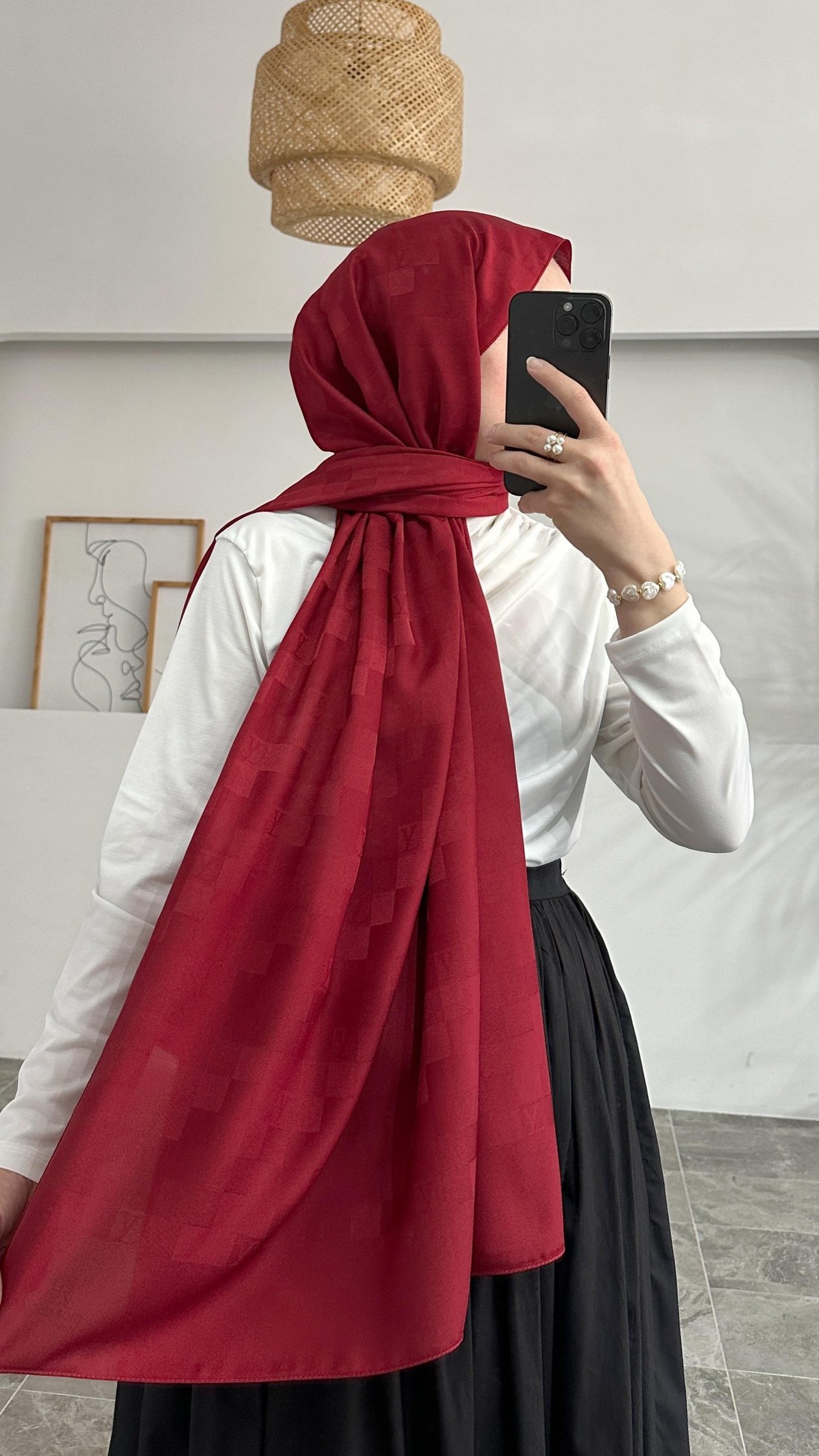 Terra Marka Kırmızı Desenli Şal