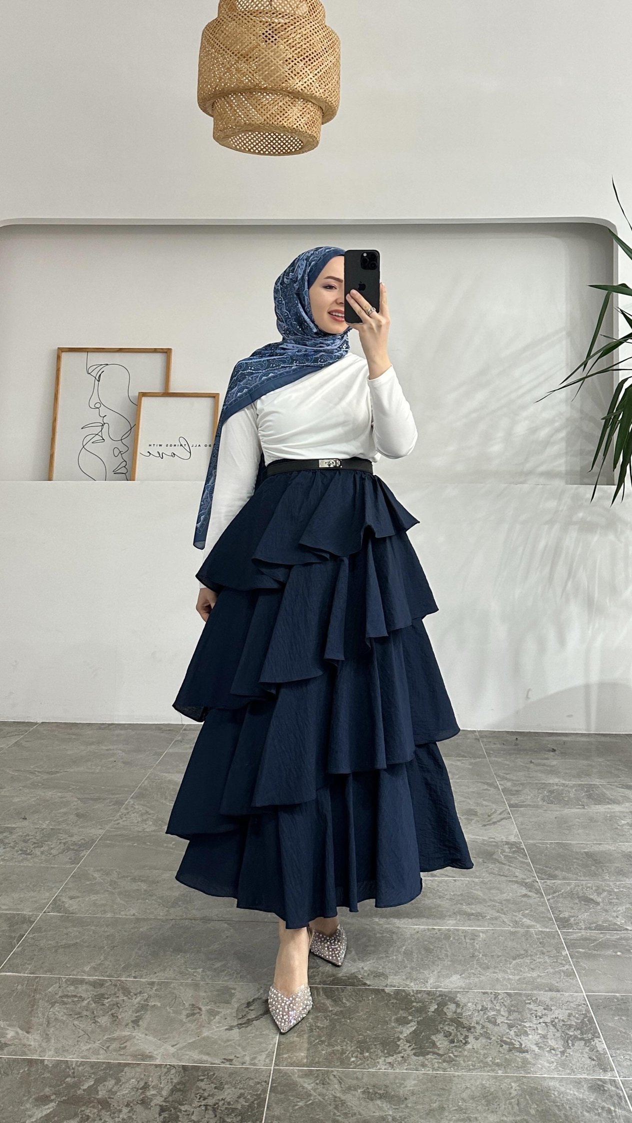 Tria Premium Kat Kat Lacivert Etek 