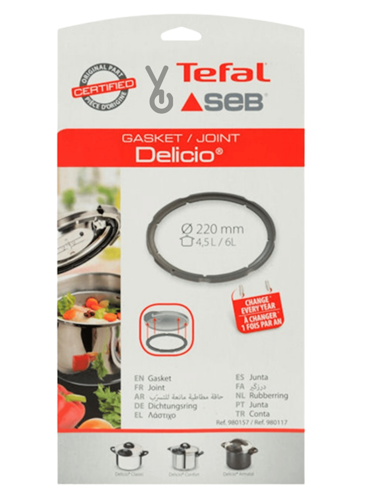 Tefal Delicio Kapak Lastiği 4,5L, 6L, 220mm