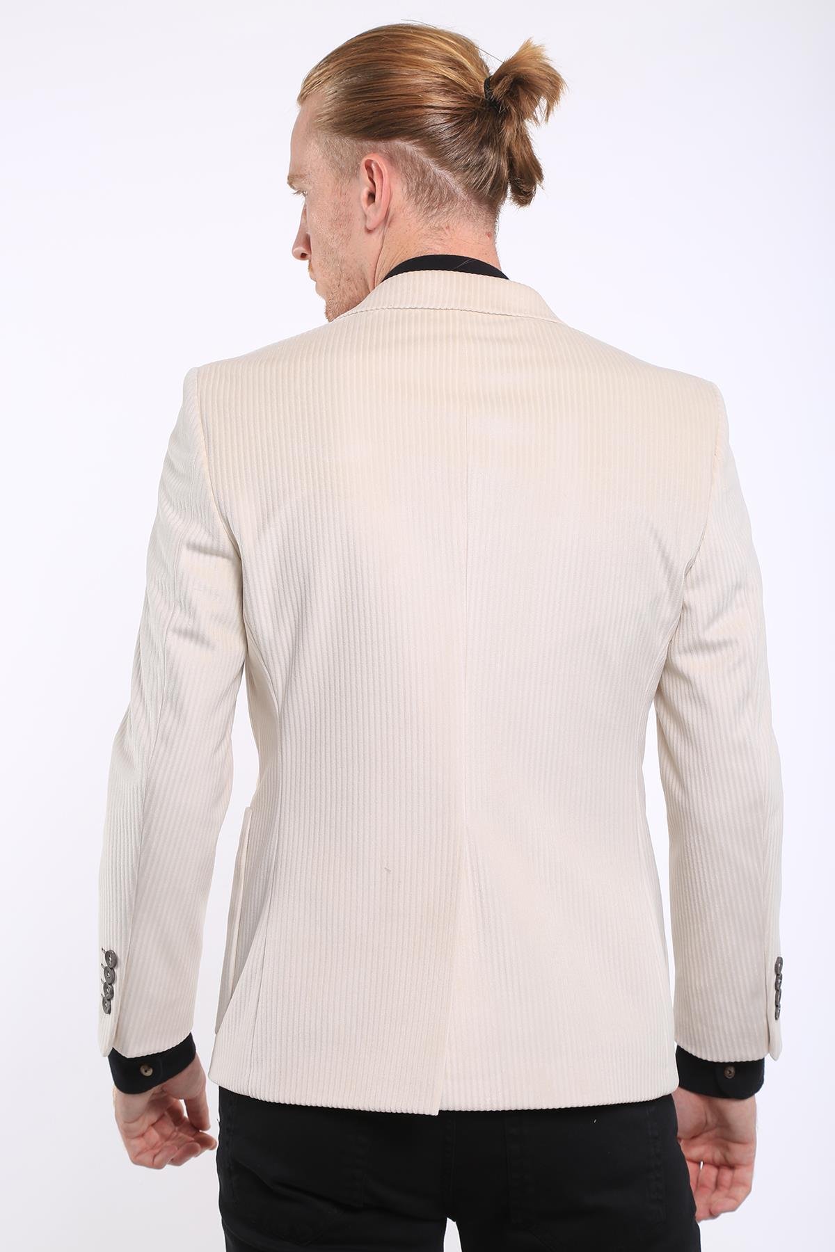 intersivinİntersivin 6 Drop Slim Fit Kadife Tam Astar Blazer Erkek Tek Ceket