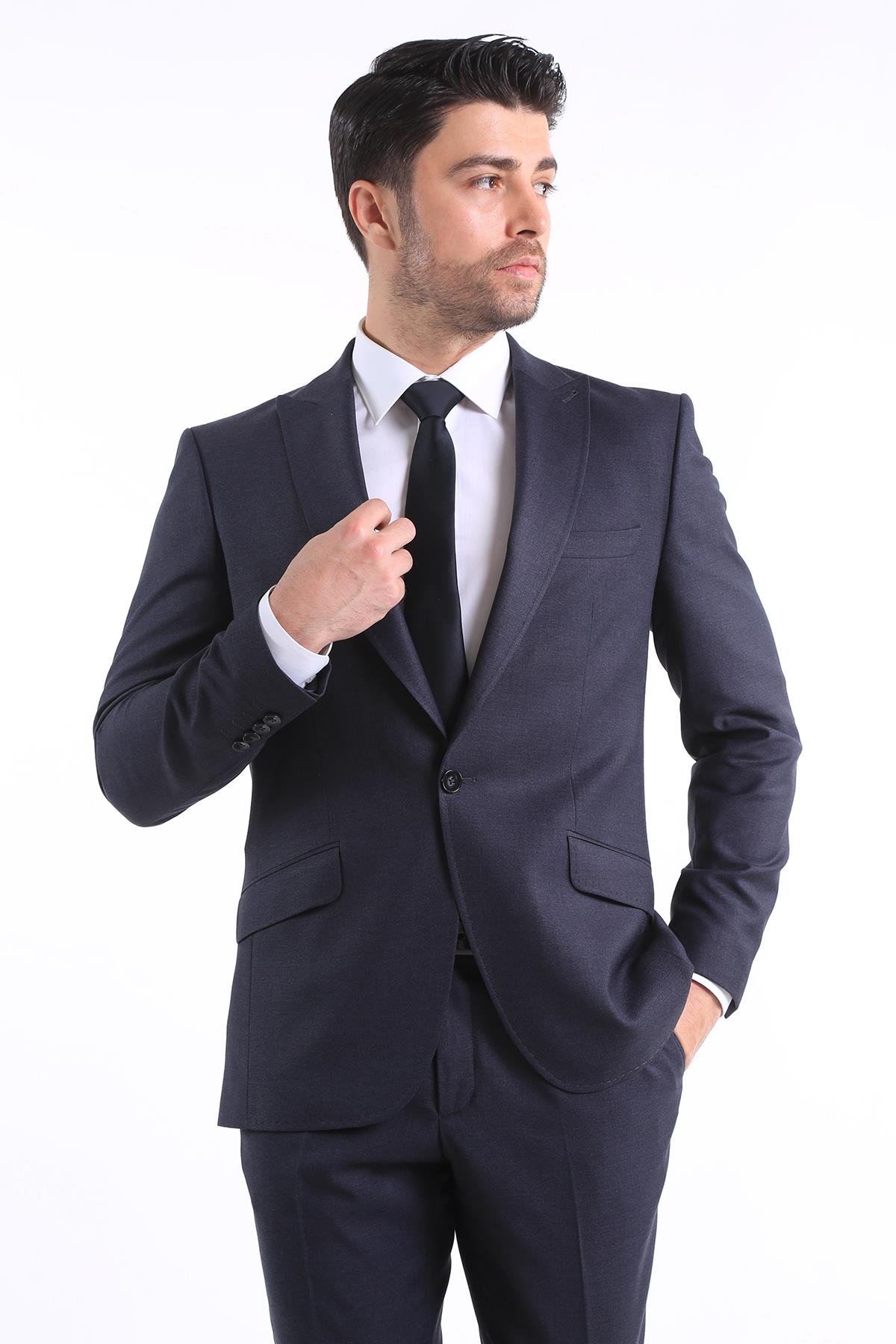 intersivinİntersivin Gri 6 Drop Slim Fit Erkek Takım Elbise