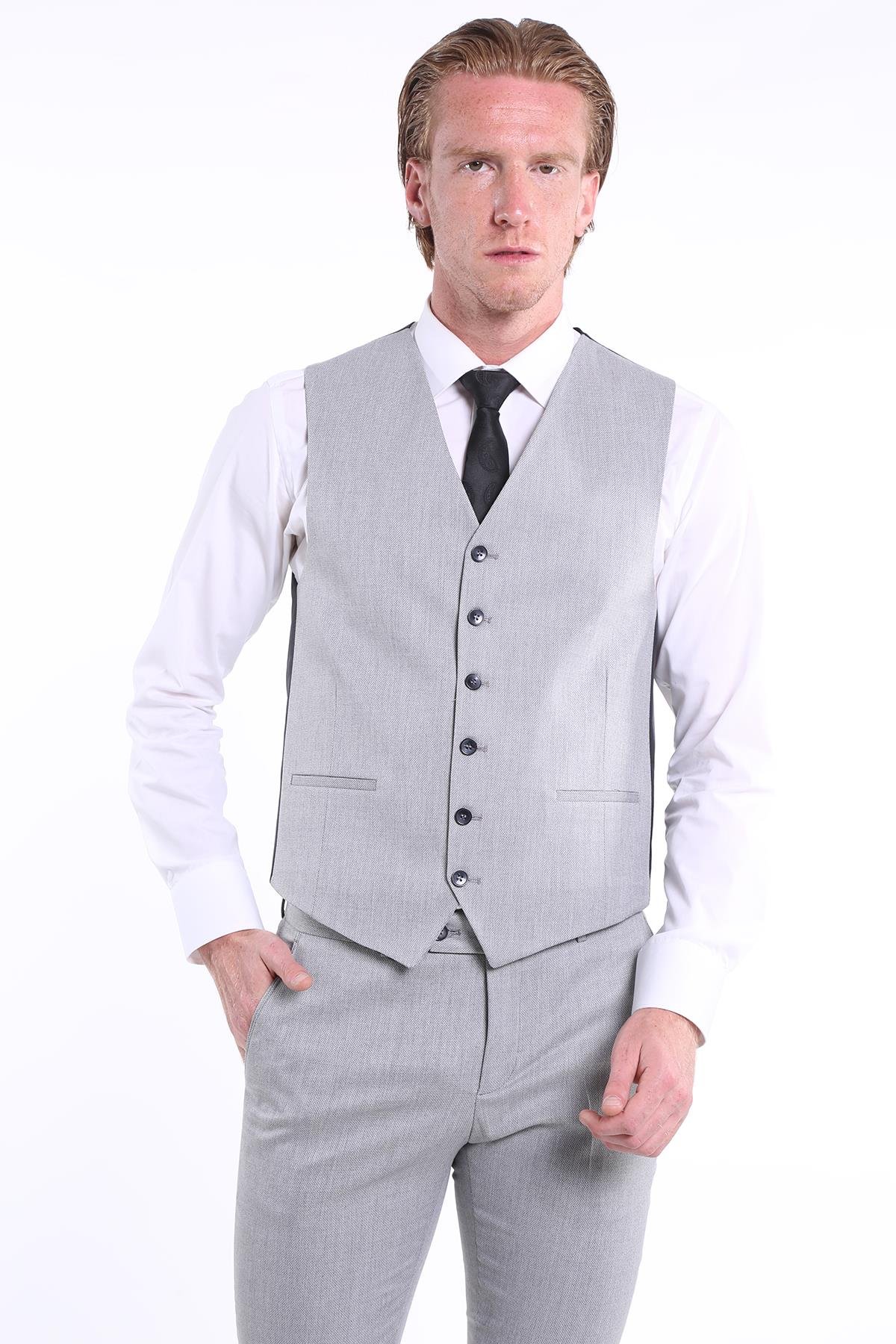intersivinİntersivin Slim Fit 6 Drop Likralı  Yelekli Takım Elbise