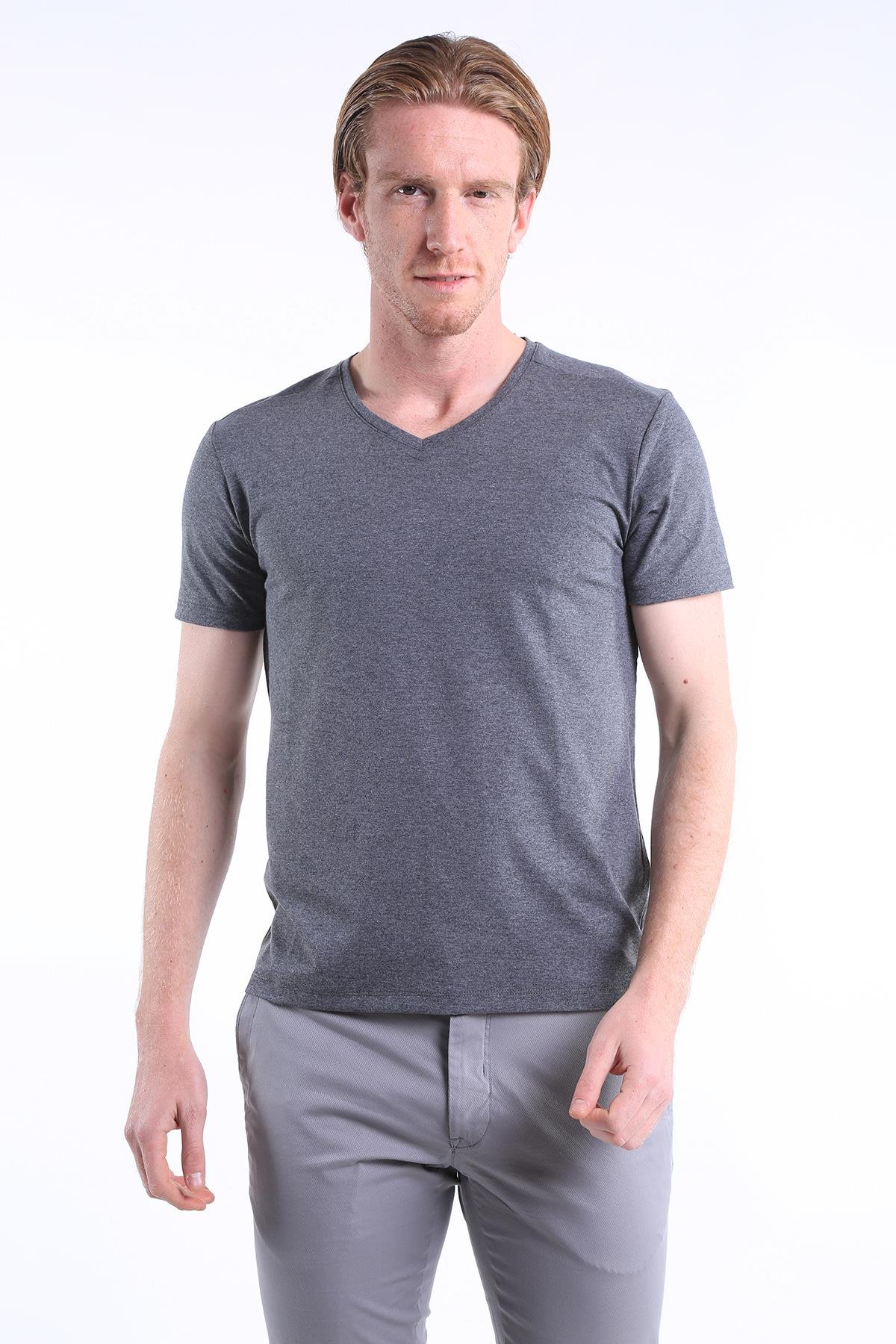 intersivinİntersivin Slim Fit Pamuklu V Yaka Erkek T-Shirt