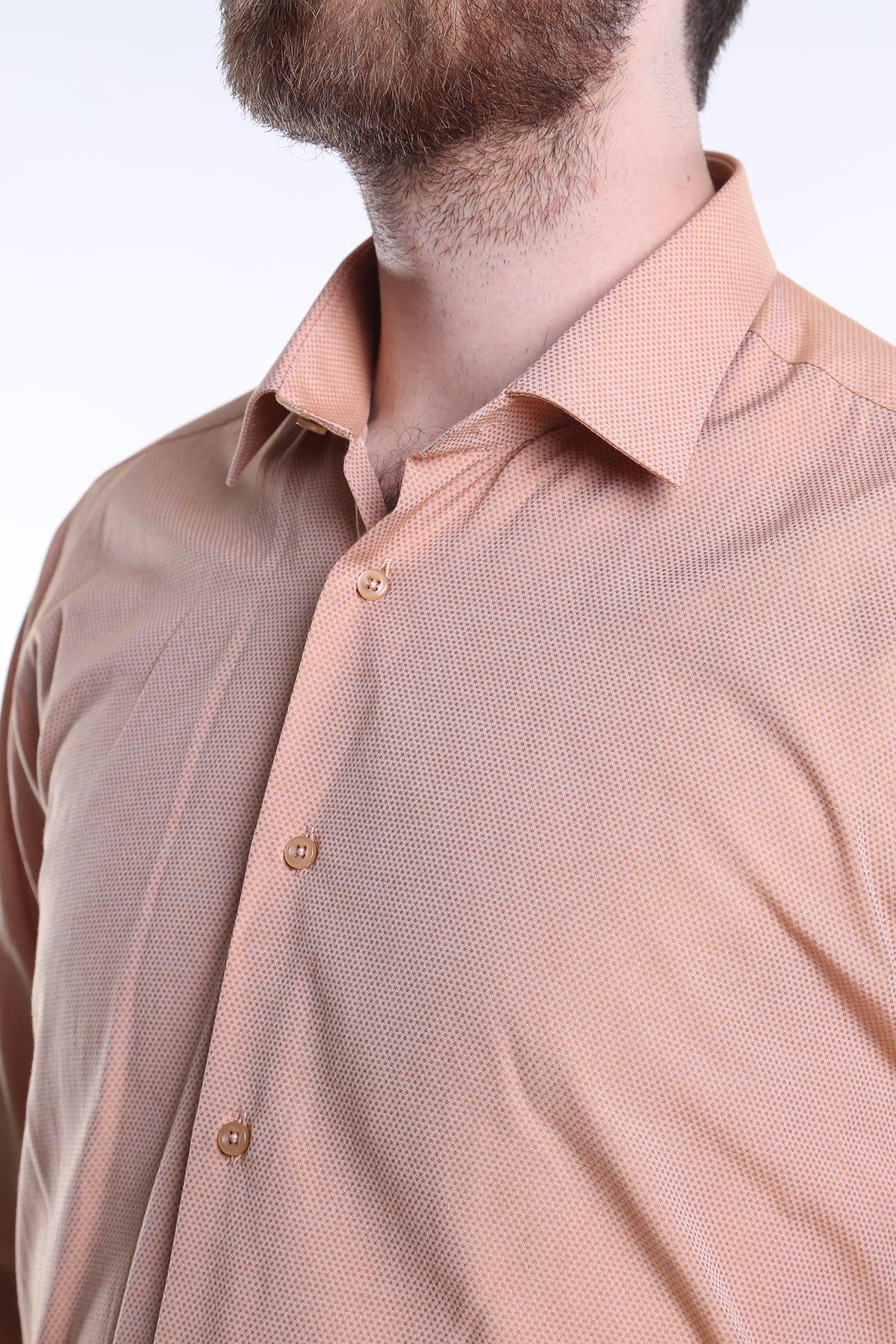 intersivinİntersivin Slim Fit Uzun Dokulu Tarçın Erkek Gömlek 