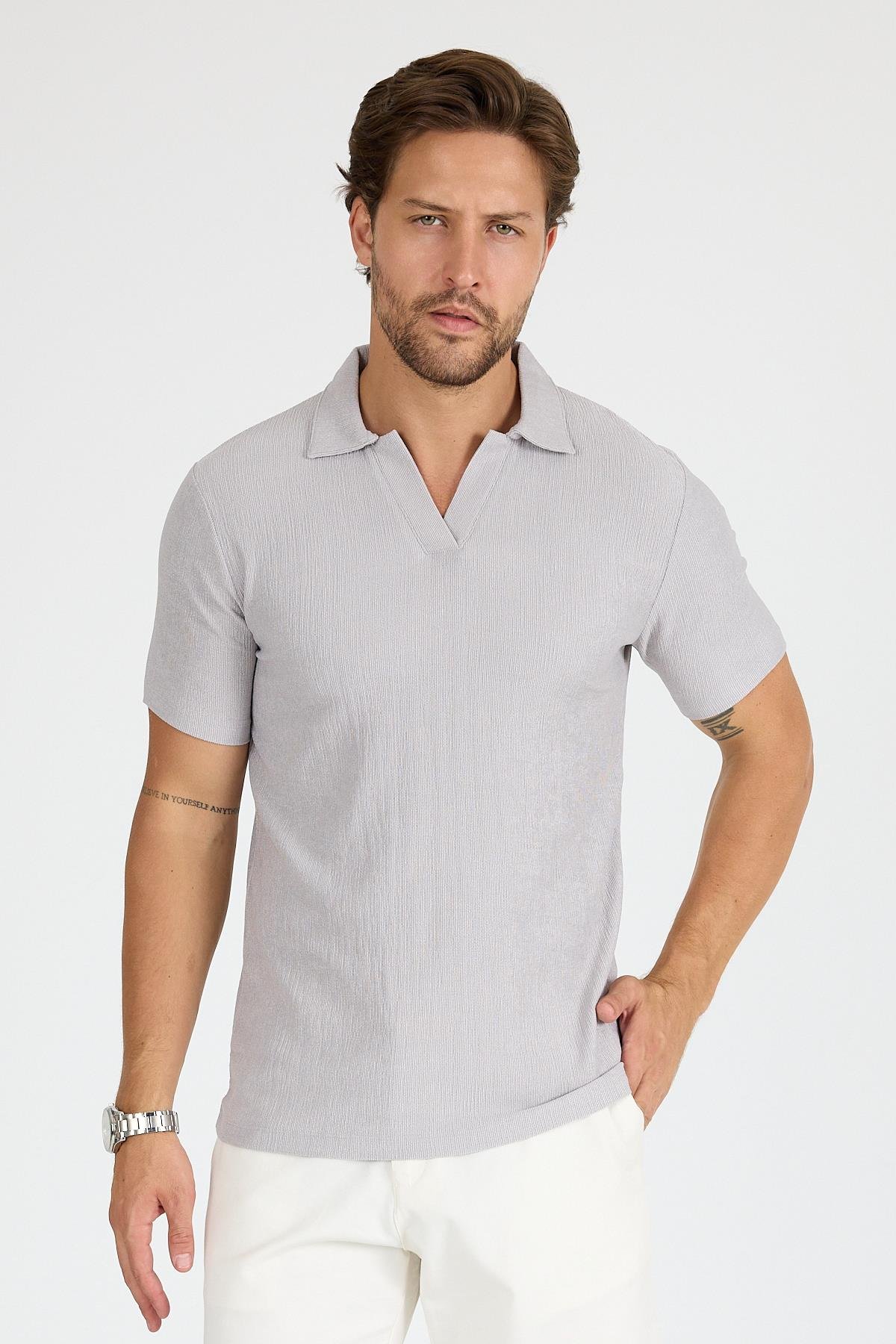 SVŞ-01 Polo Yaka T-Shirt - Gri