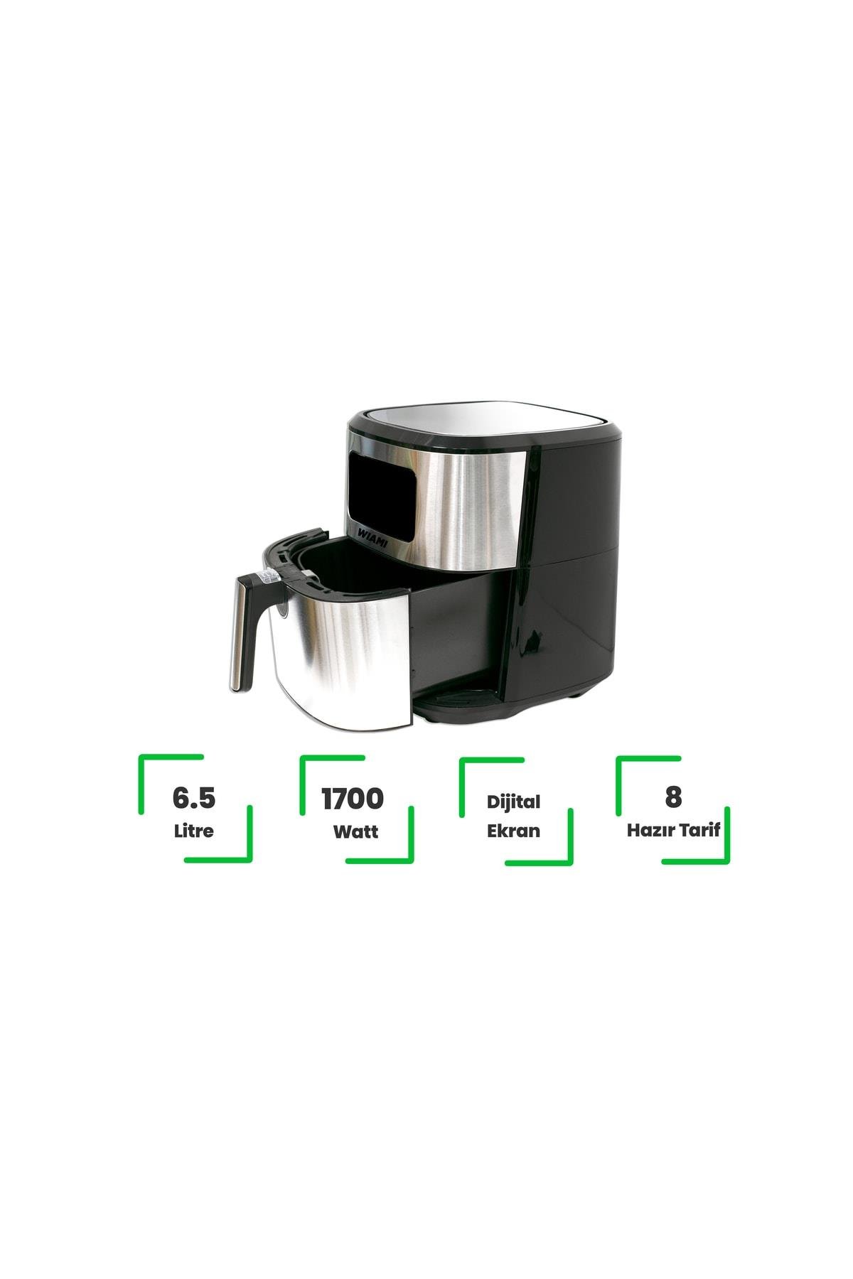 Airfryer 6.5 L Akıllı Yağsız Hava Fritözü Metallıc