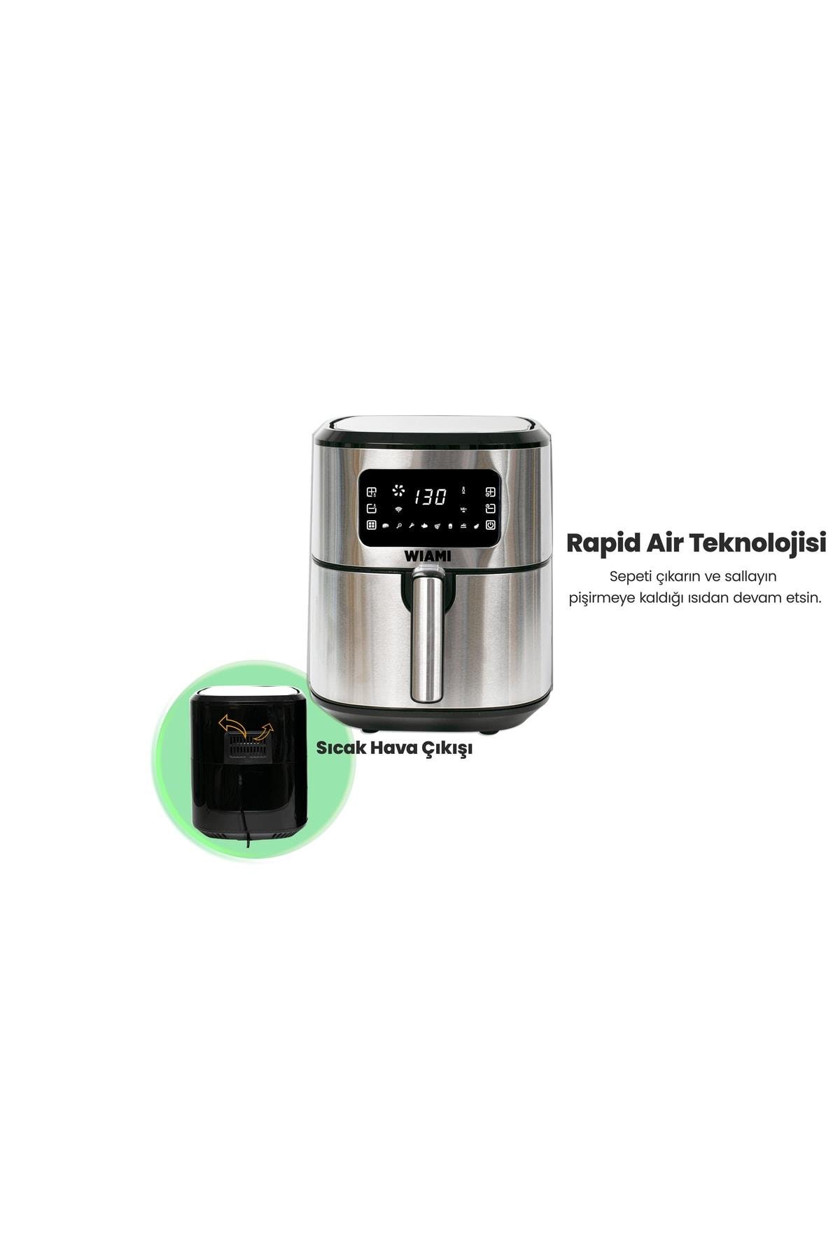 Airfryer 6.5 L Akıllı Yağsız Hava Fritözü Metallıc