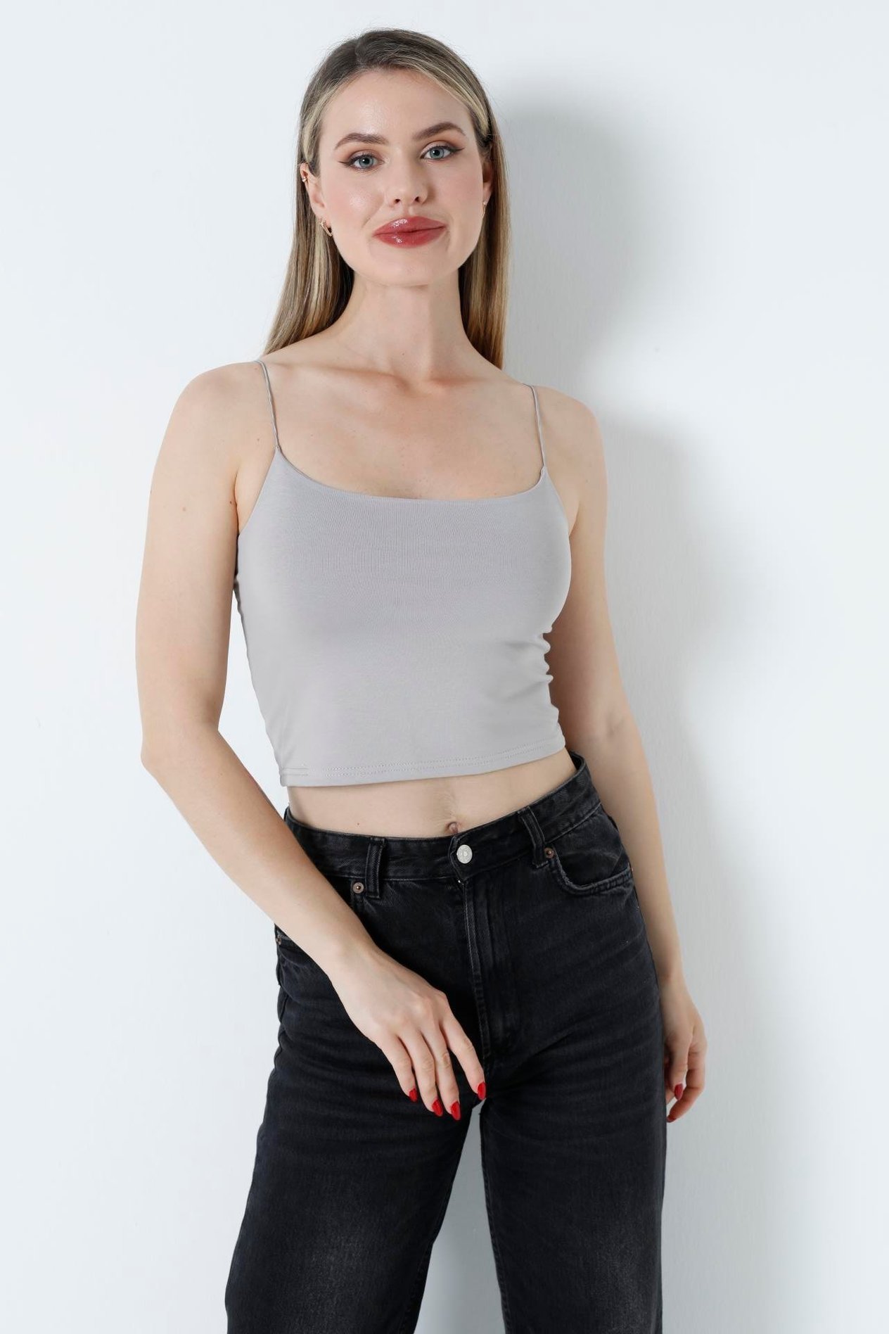 Kısa Crop Atlet Gri