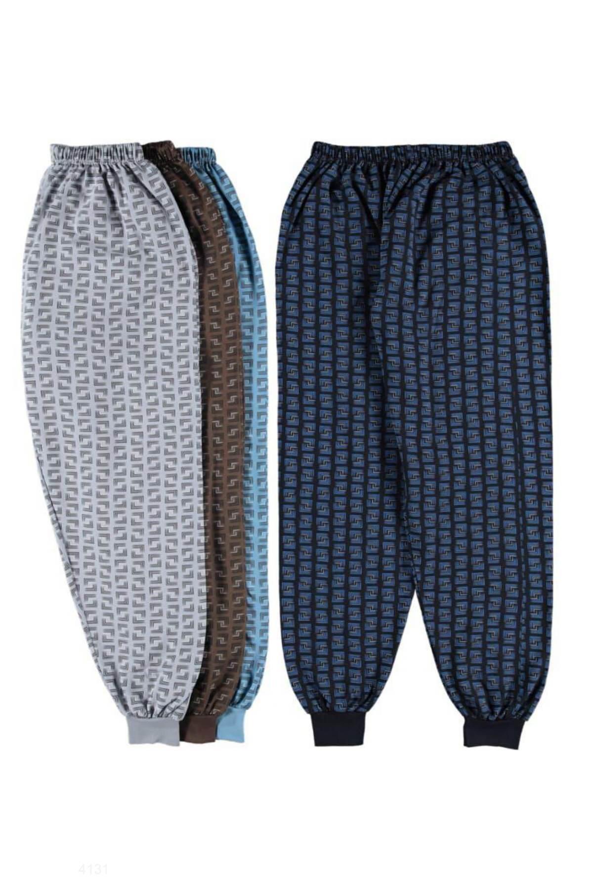 Manşetli Desenli Erkek Pijama - Karışık Renk ve Desen