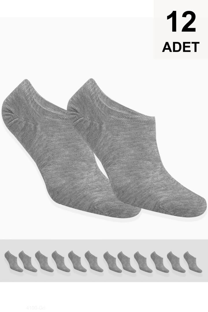 12 Adet Erkek Sneakers Çorap - Gri