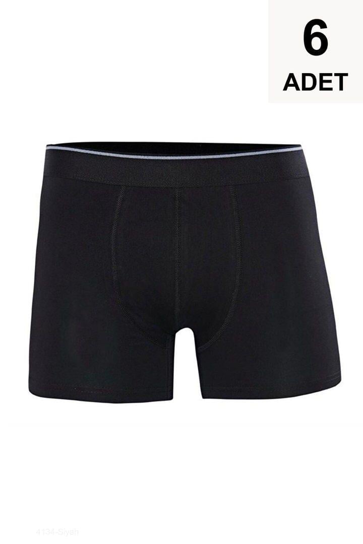 6 Adet Erkek Boxer - Siyah