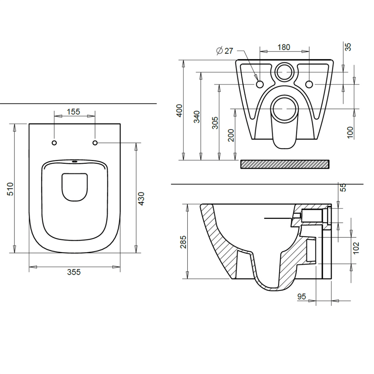 Turavit Luna Rimless Asma Klozet (Gizli Montaj)
