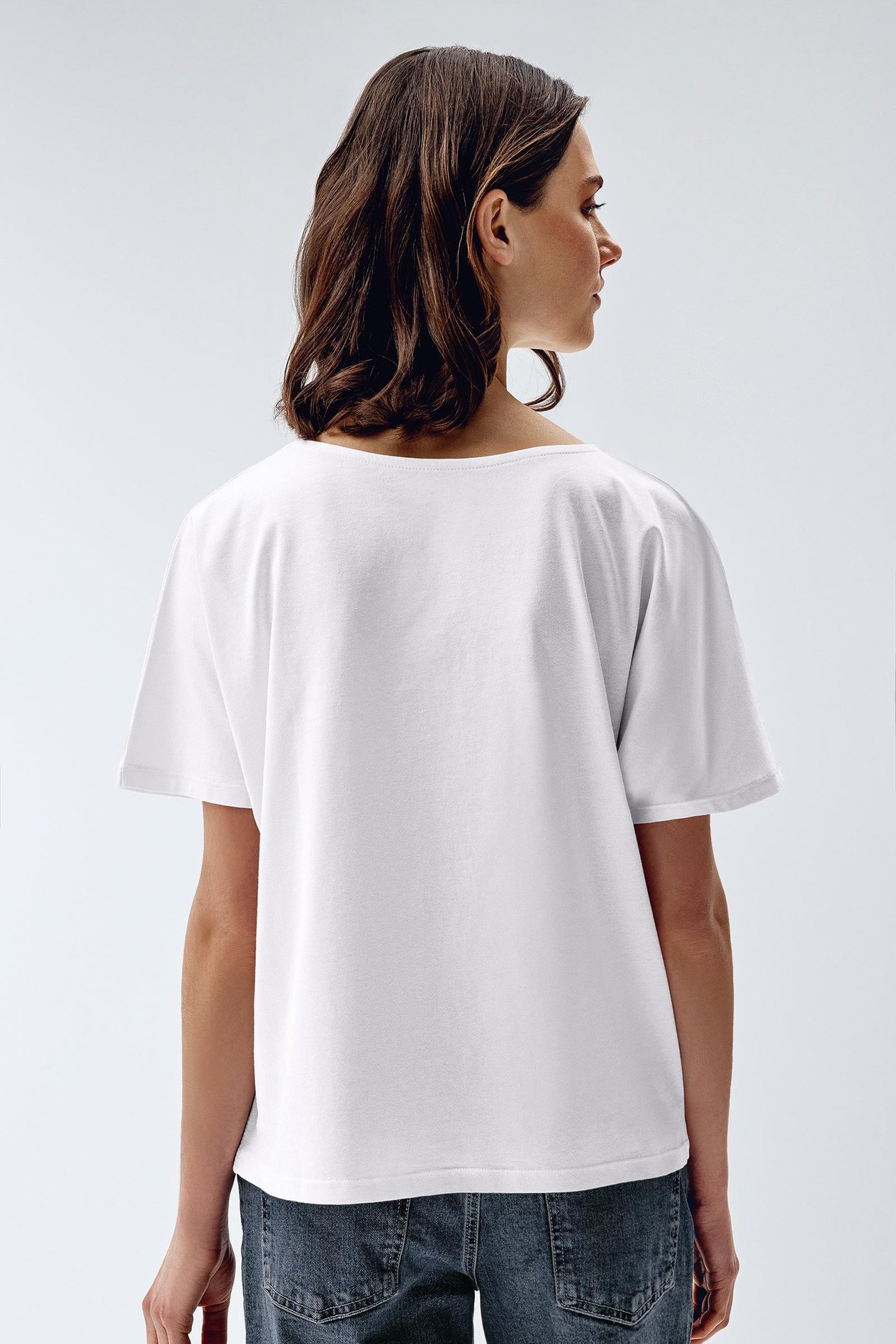 Brix 3514 Beyaz Renk Kadın Yarasa Kol T-Shirt