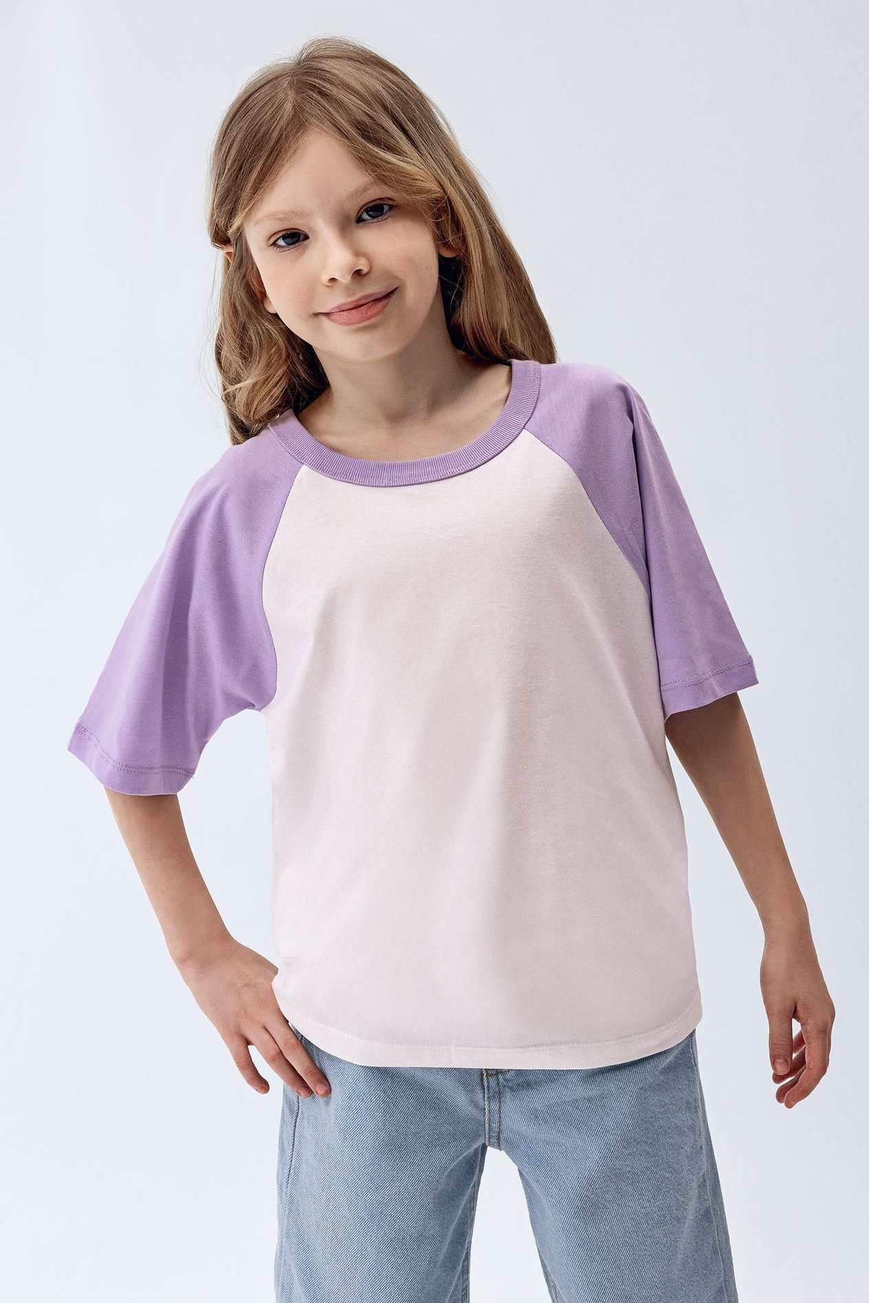 Brix Mor Renk Kız Çocuk Reglan Kol T-Shirt