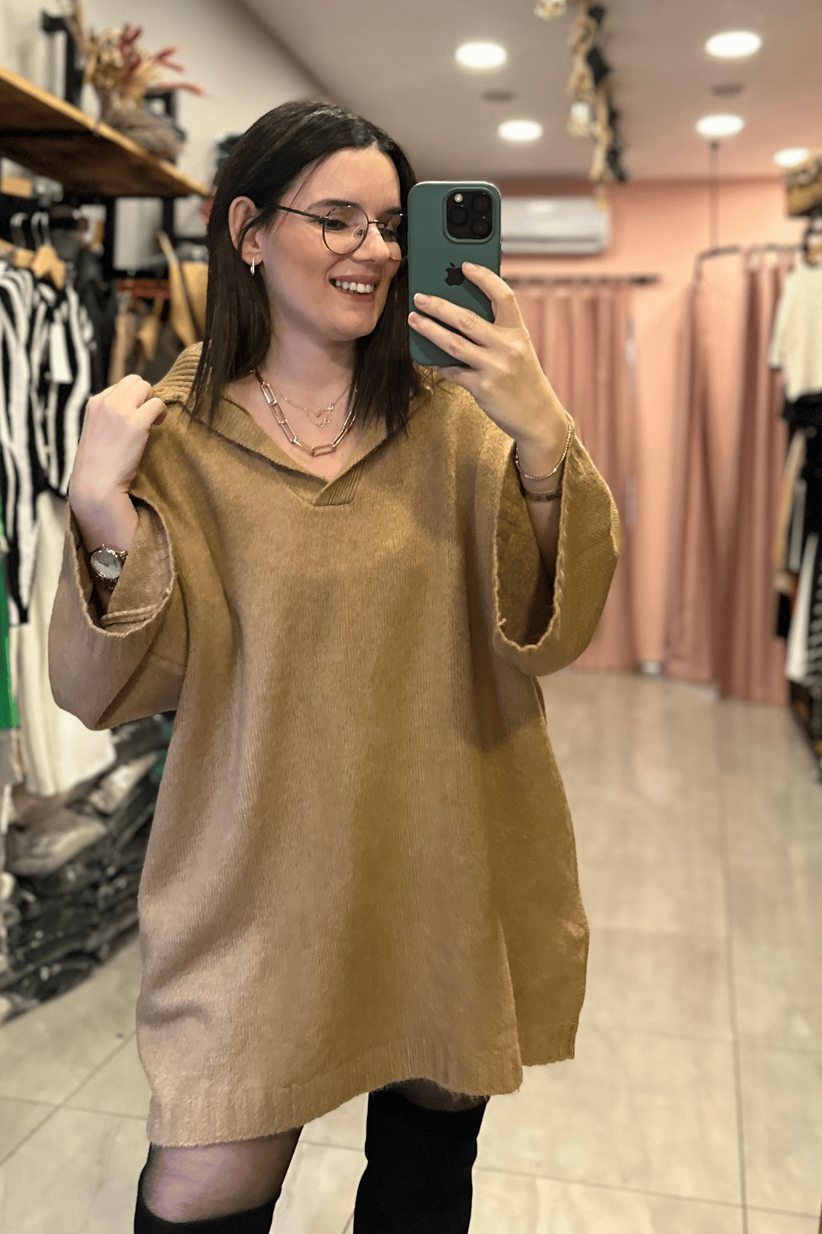 Polo Yaka Salaş Triko camel