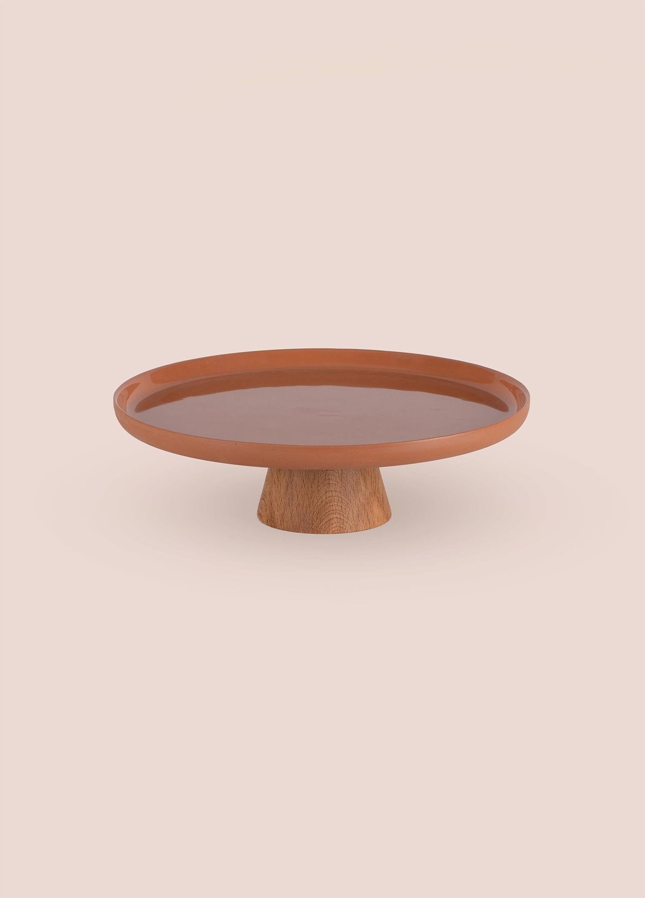 Kek Standı & Sunum The Mia Limoges Ahşap Ayaklı Tabak Terracota 21x7 cm