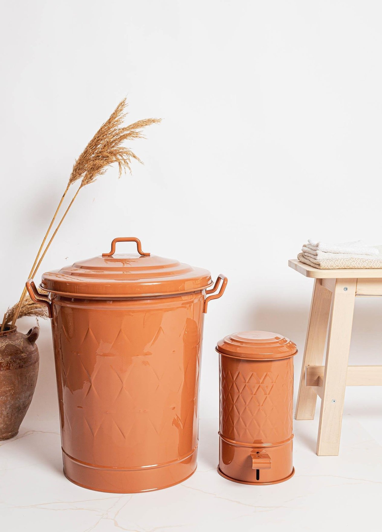 Mutfak Çöp Kovası The Mia Prizma Çöp Kovası Mutfak Terracota 24 Lt