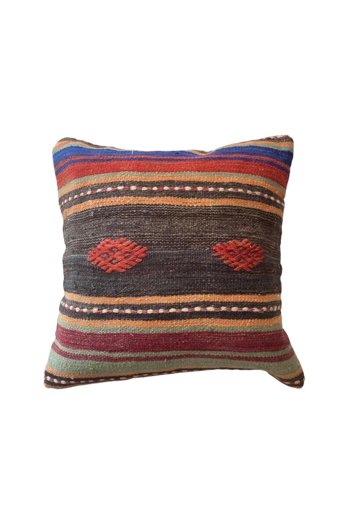 Anadolu Türk Kilimlerinden El Emeği Vintage Yastık Kılıfları 45x45 Cm 16