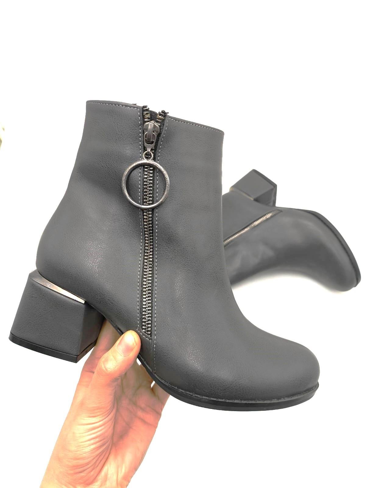 Fermuarlı Kadın Füme Topuklu Bootie Topuklu Ayakkabı