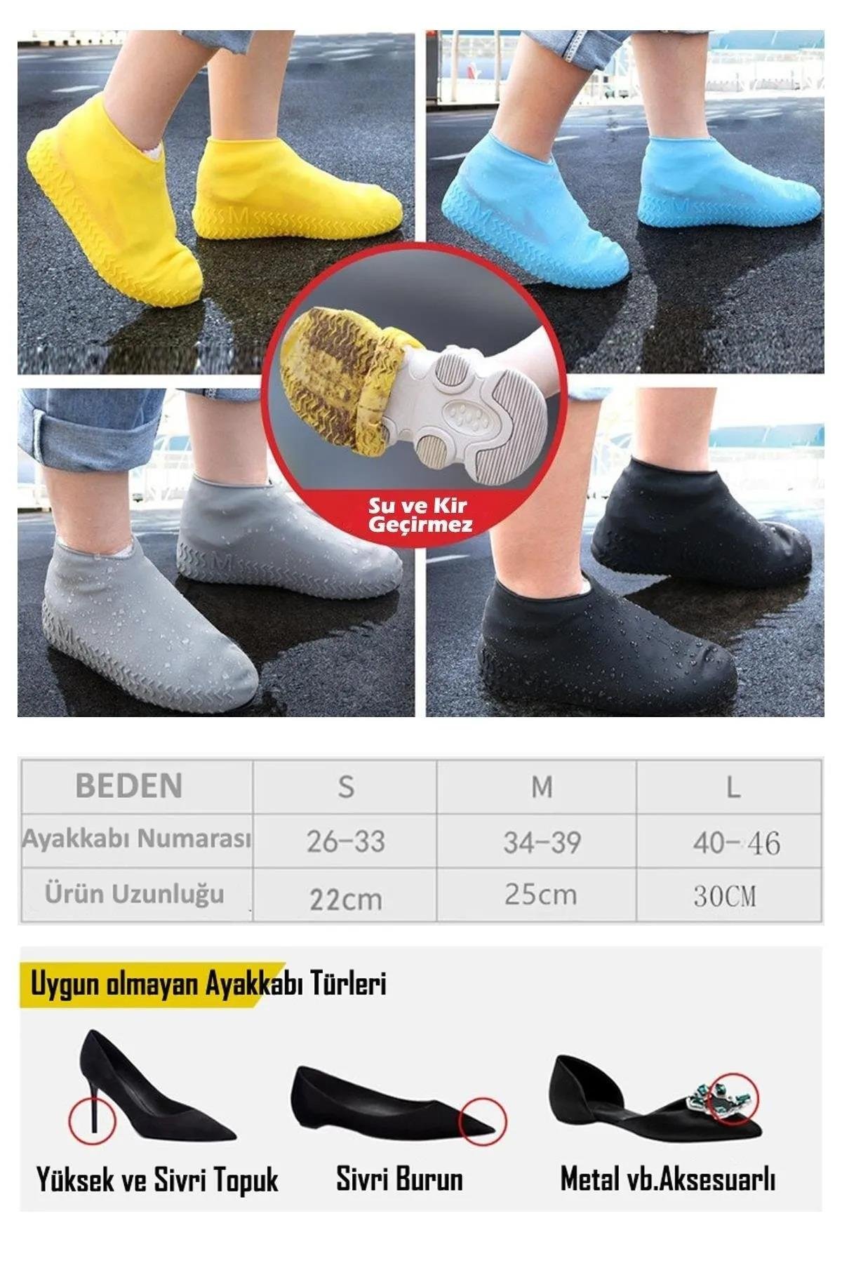 Silikon Ayakkabı Koruyucu Su ve Kir Geçirmez Ayakkabı Kılıfı L BEDEN